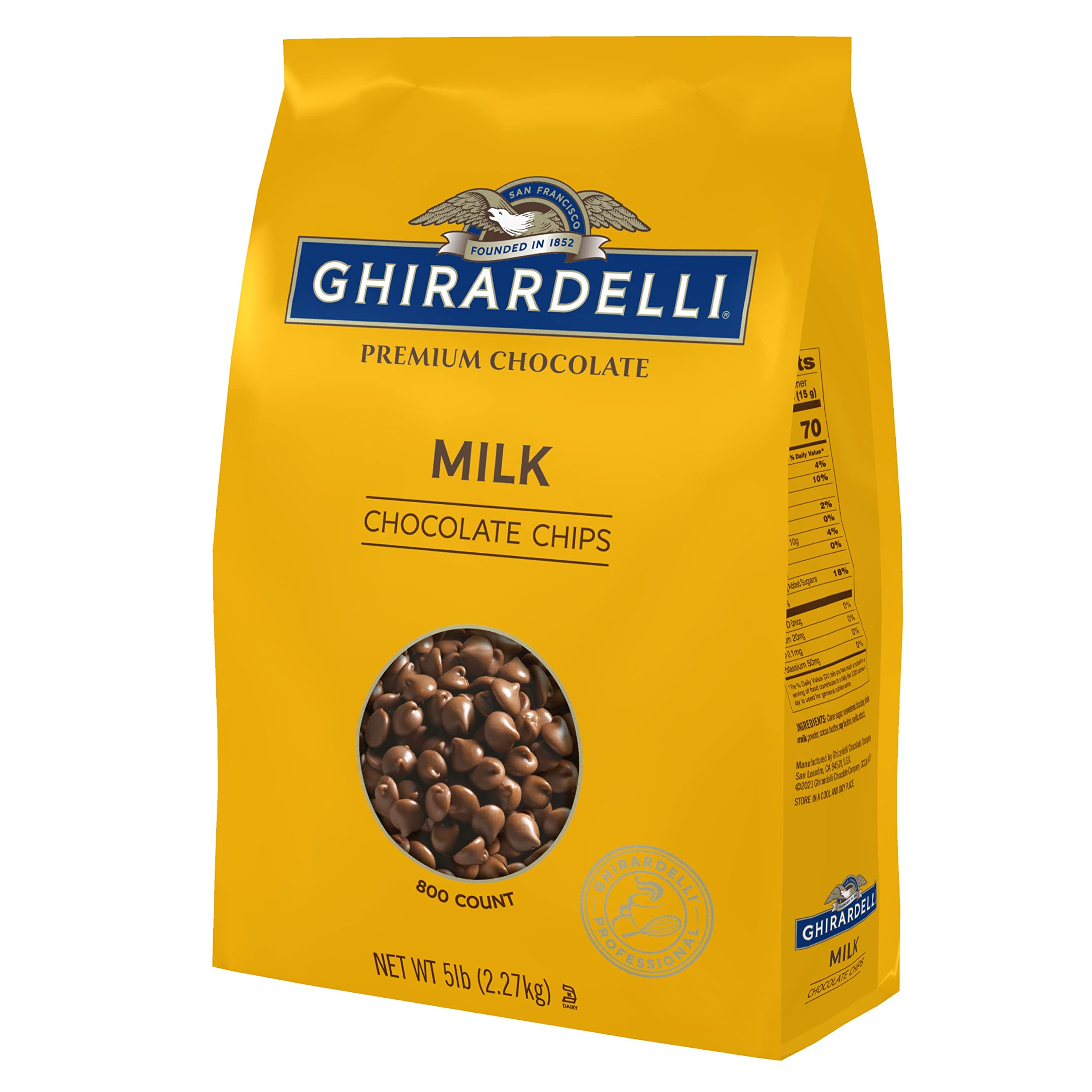 Ghirardelli Chocolate Company Milk Chocolate Chips 800 per lb., 5lb (Pack of 2) 2