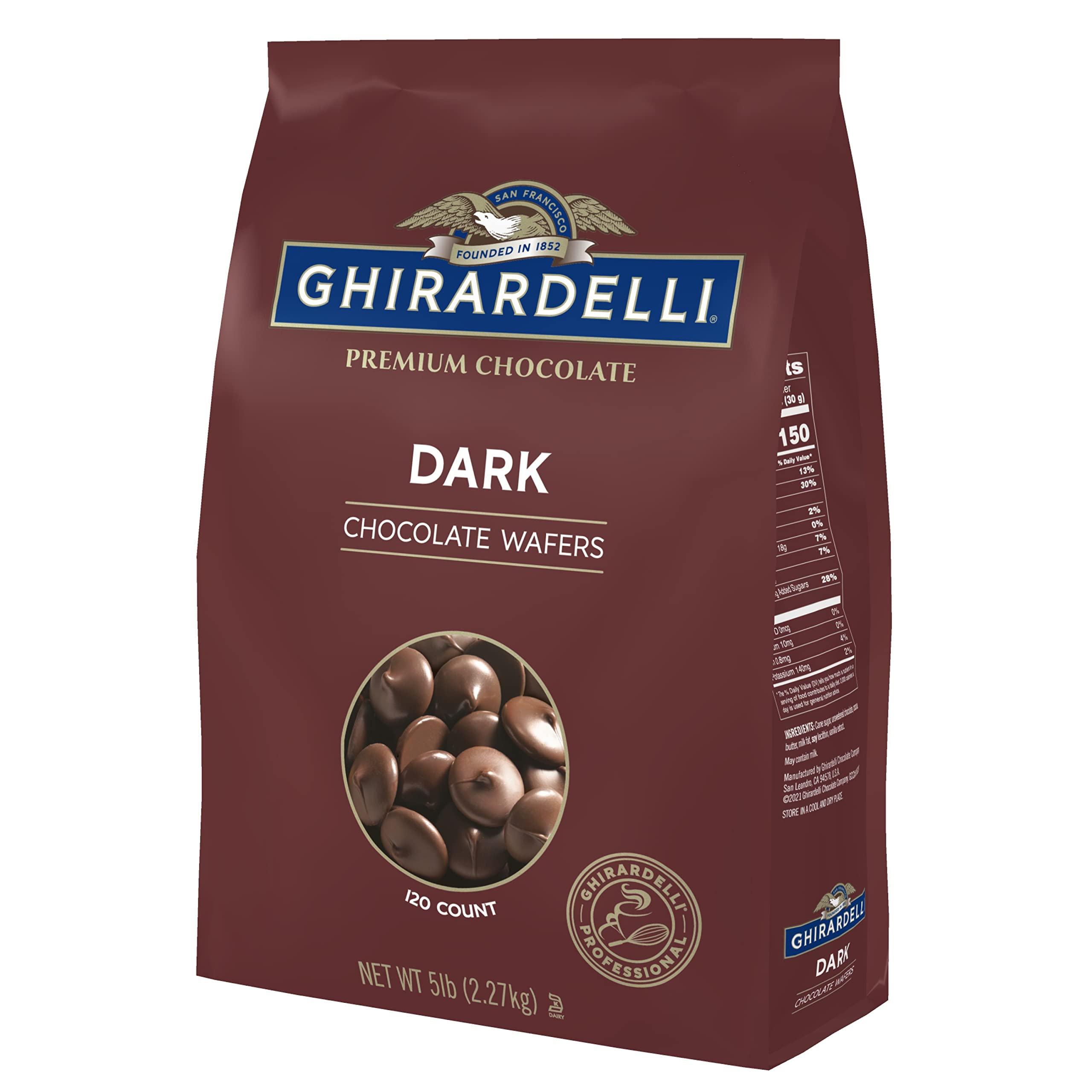 Ghirardelli Chocolate Company Dark Chocolate Wafers, 5lb (Pack of 2) 2