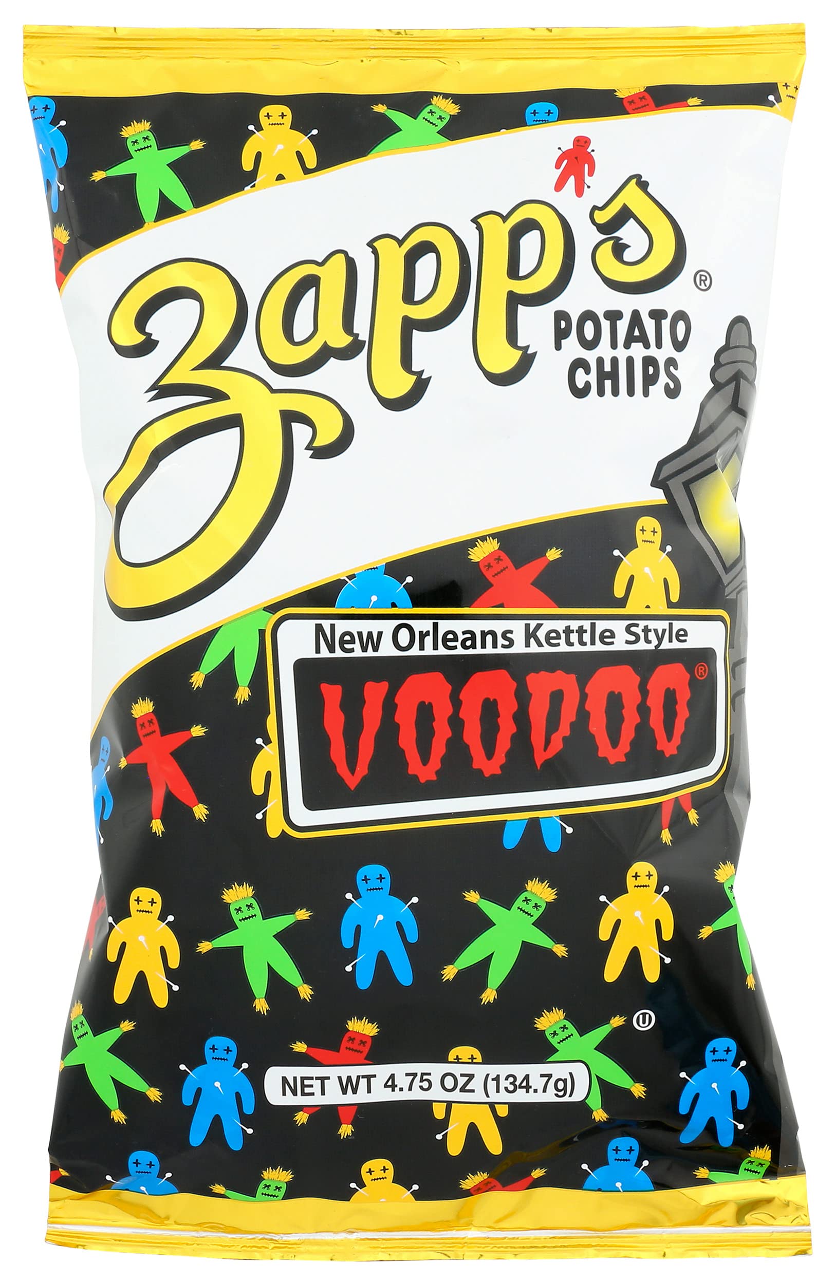 Zapp's New Orleans Kettle-Style Potato Chips,Voodoo, 4.75 oz, 12 Pack