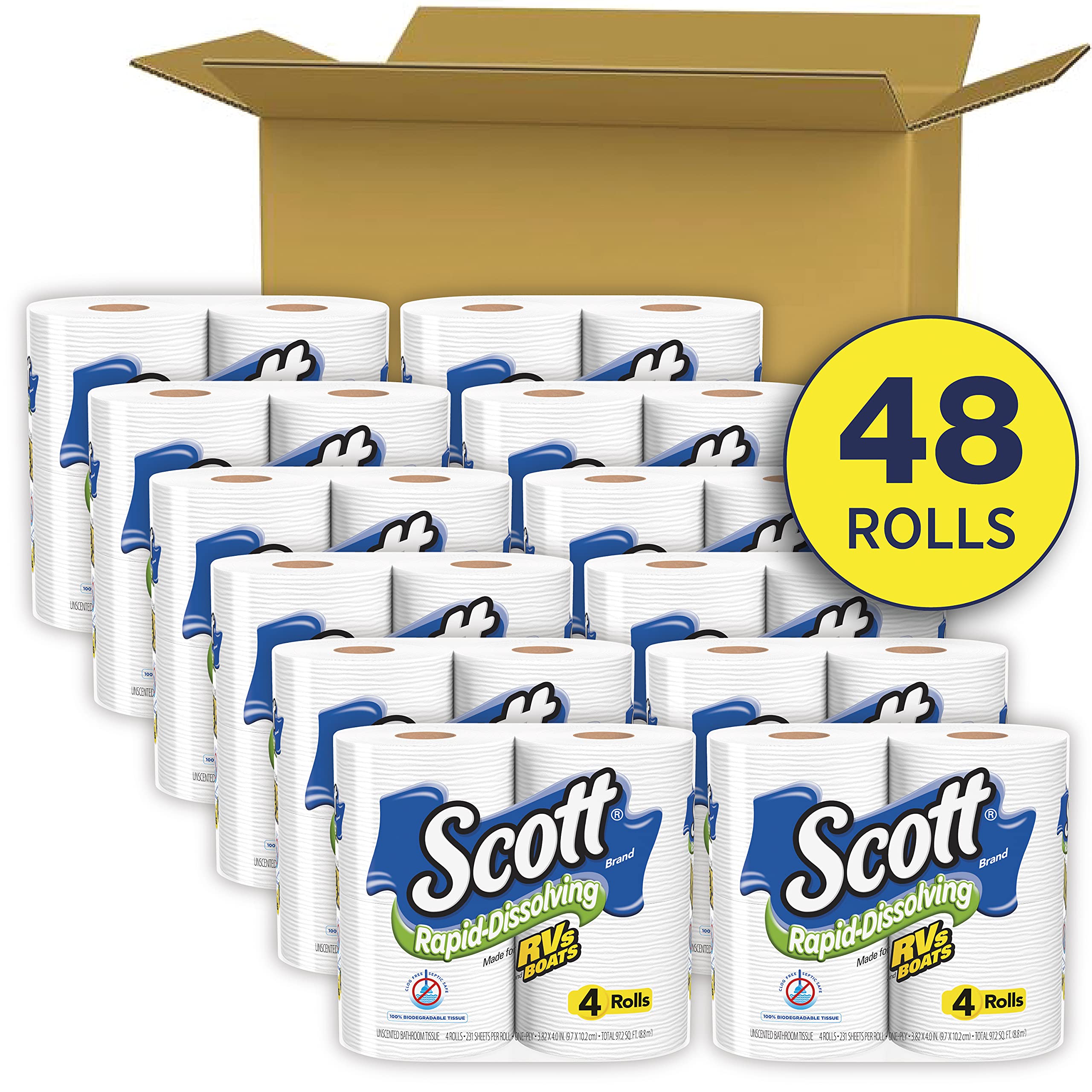 Scott Rapid Dissolving Toilet Paper, 4 Rolls (Pack of 12) 3