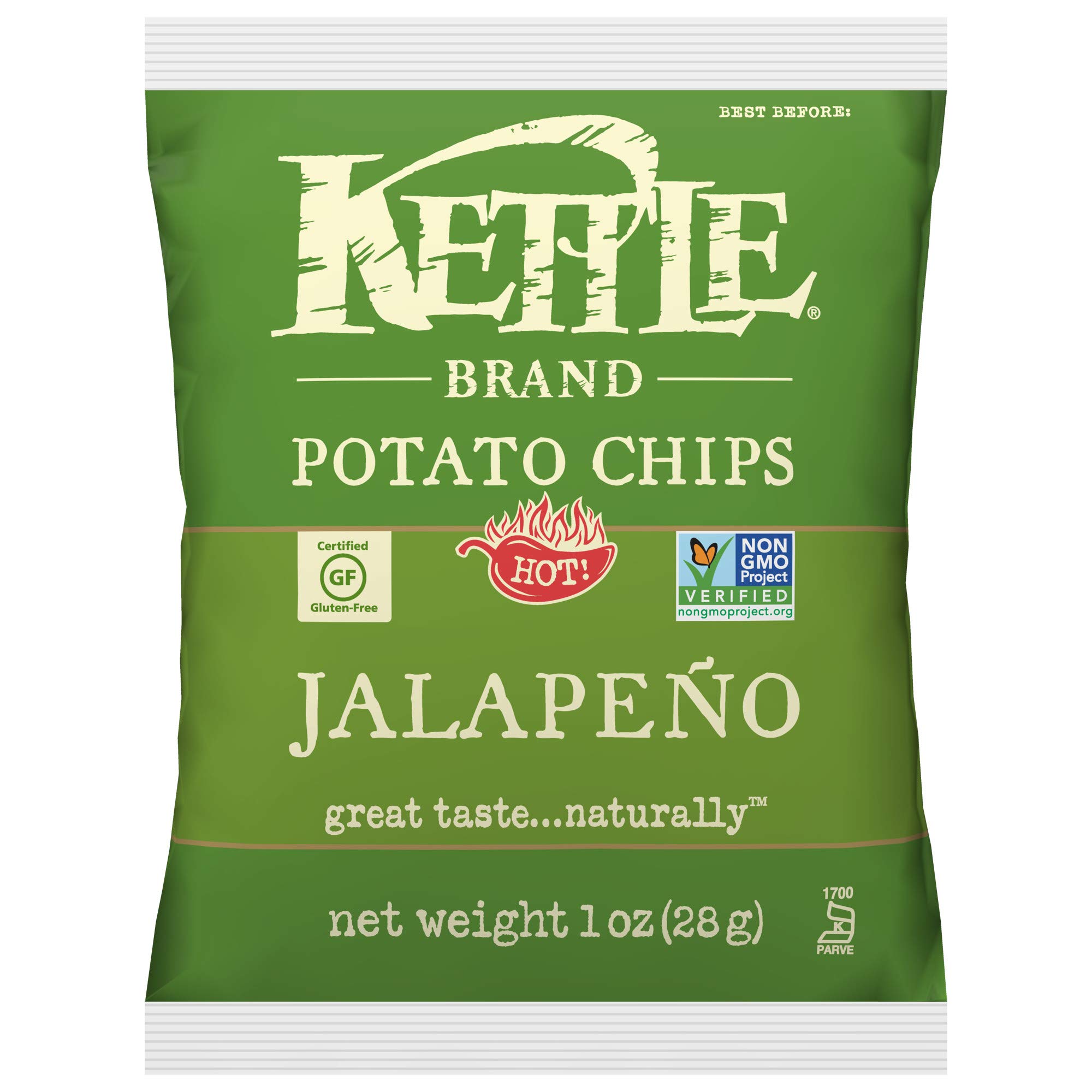 Kettle Jalapeno Potato Chips 1oz, 24 Bags