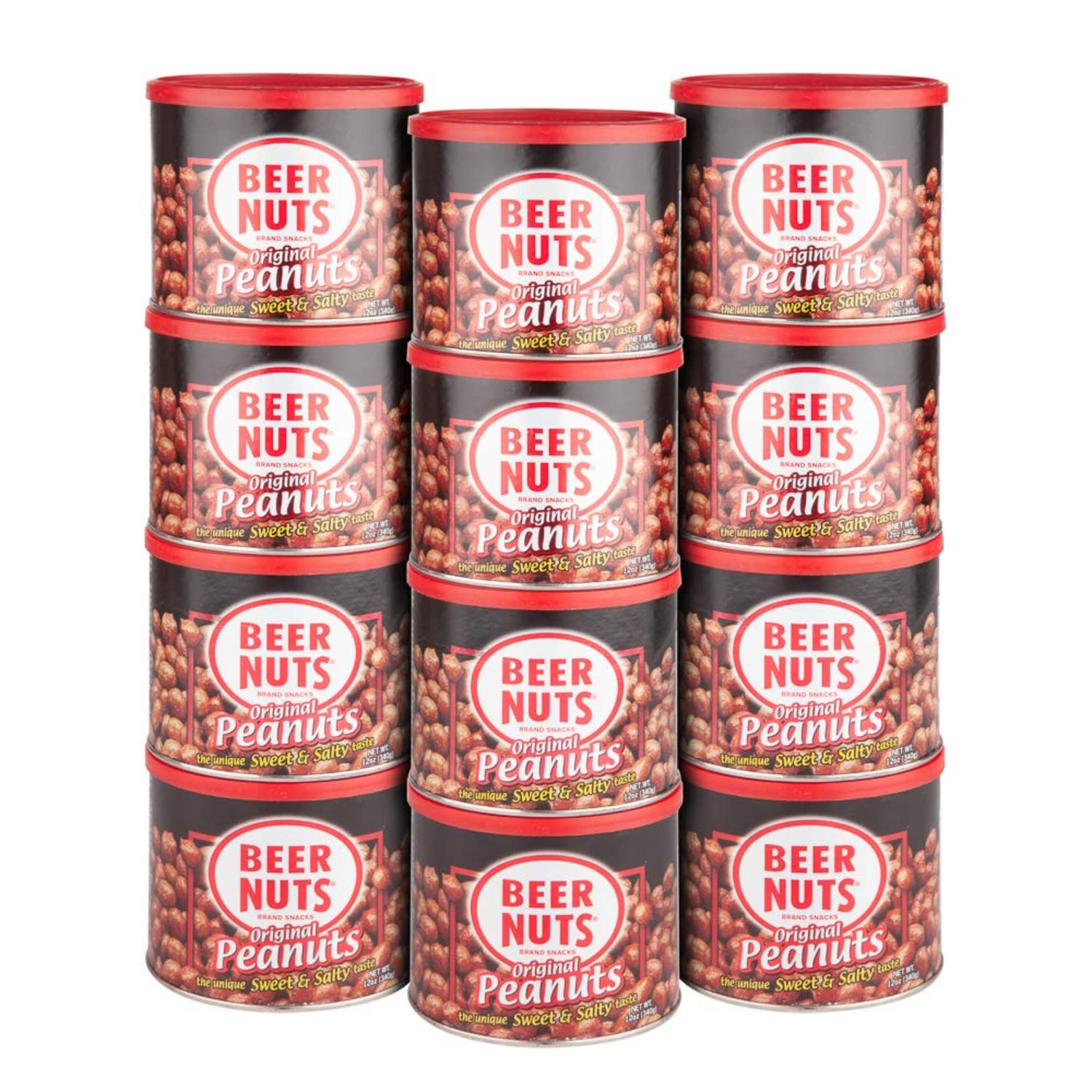 BEER NUTS Original Peanuts - Travel Size Sweet & Salty Bar Nuts - Gluten Free, Kosher, Low Sodium Peanut Snacks Made In The USA - 12oz Resealable Can 2