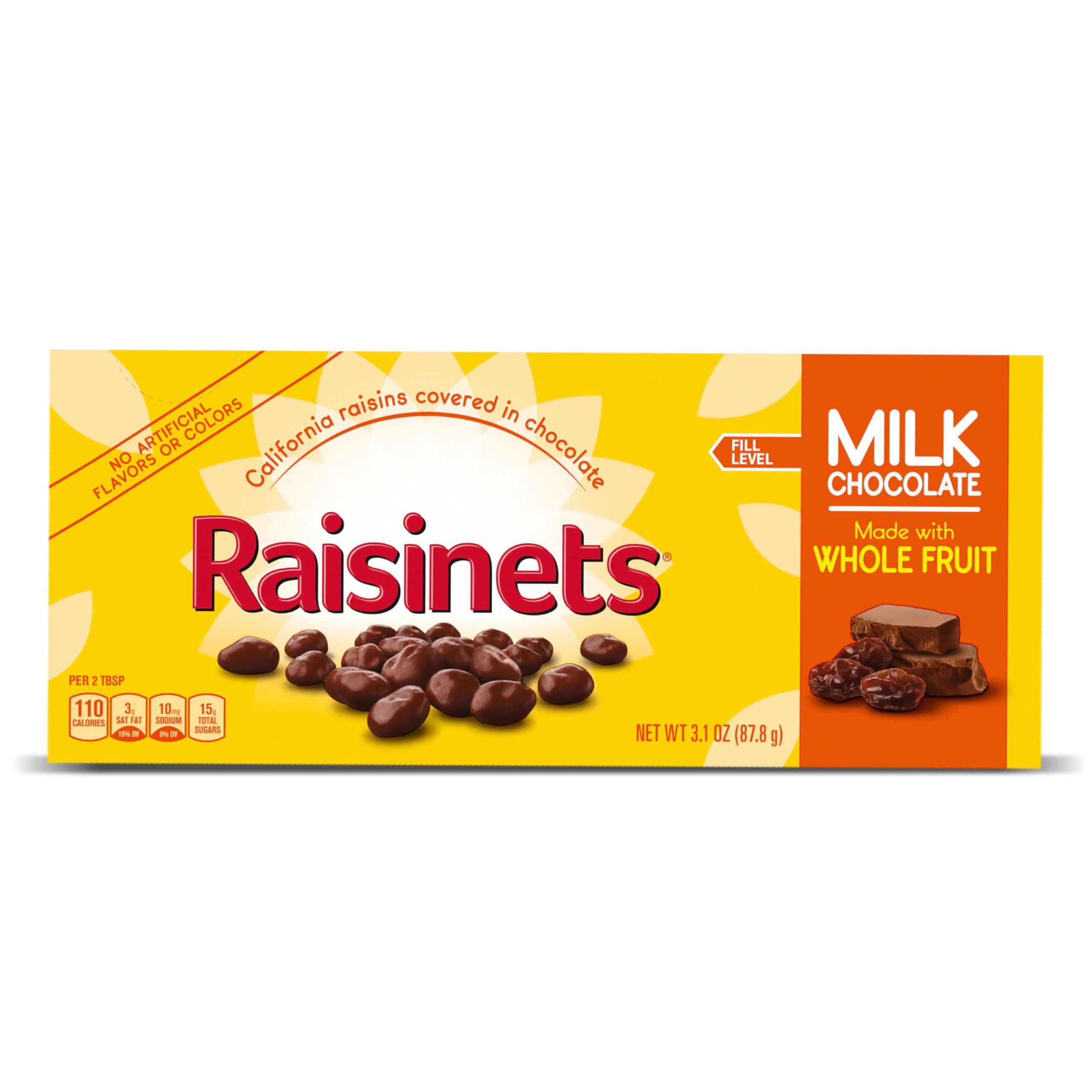 Raisinets, Milk Chocolate Covered California Raisins, Movie Theater Candy Box, 3.1 oz each, Bulk 15 Pack