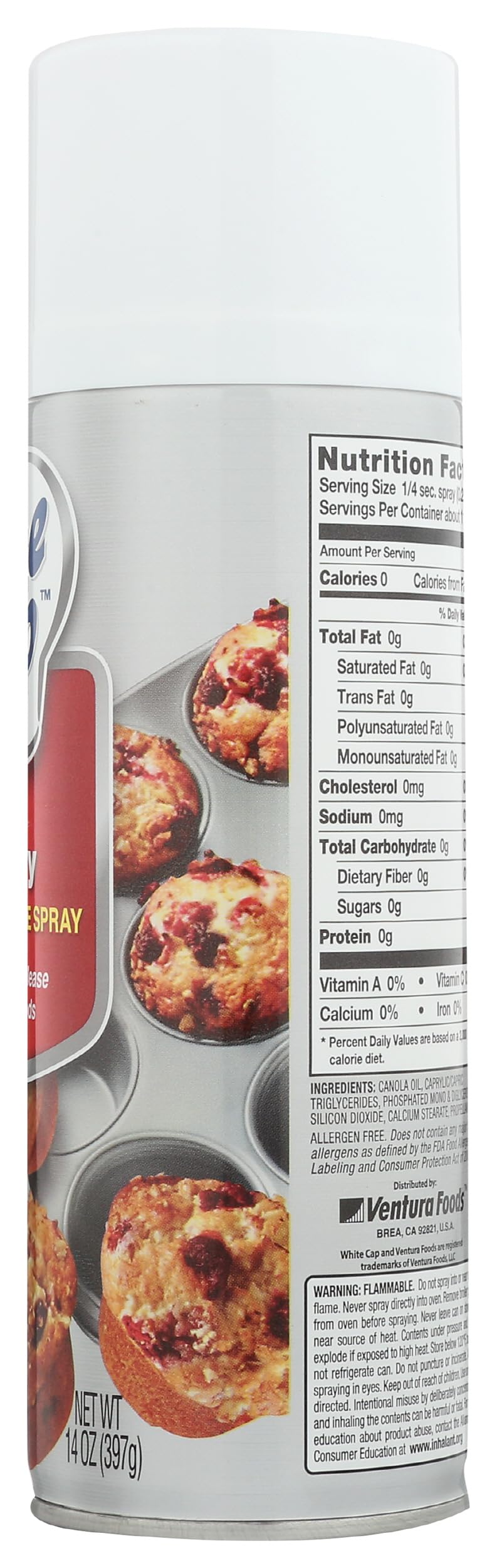 White Cap Bakery Release Spray, 0g Trans Fat, Kosher, 14 Ounce (Pack of 6) 4