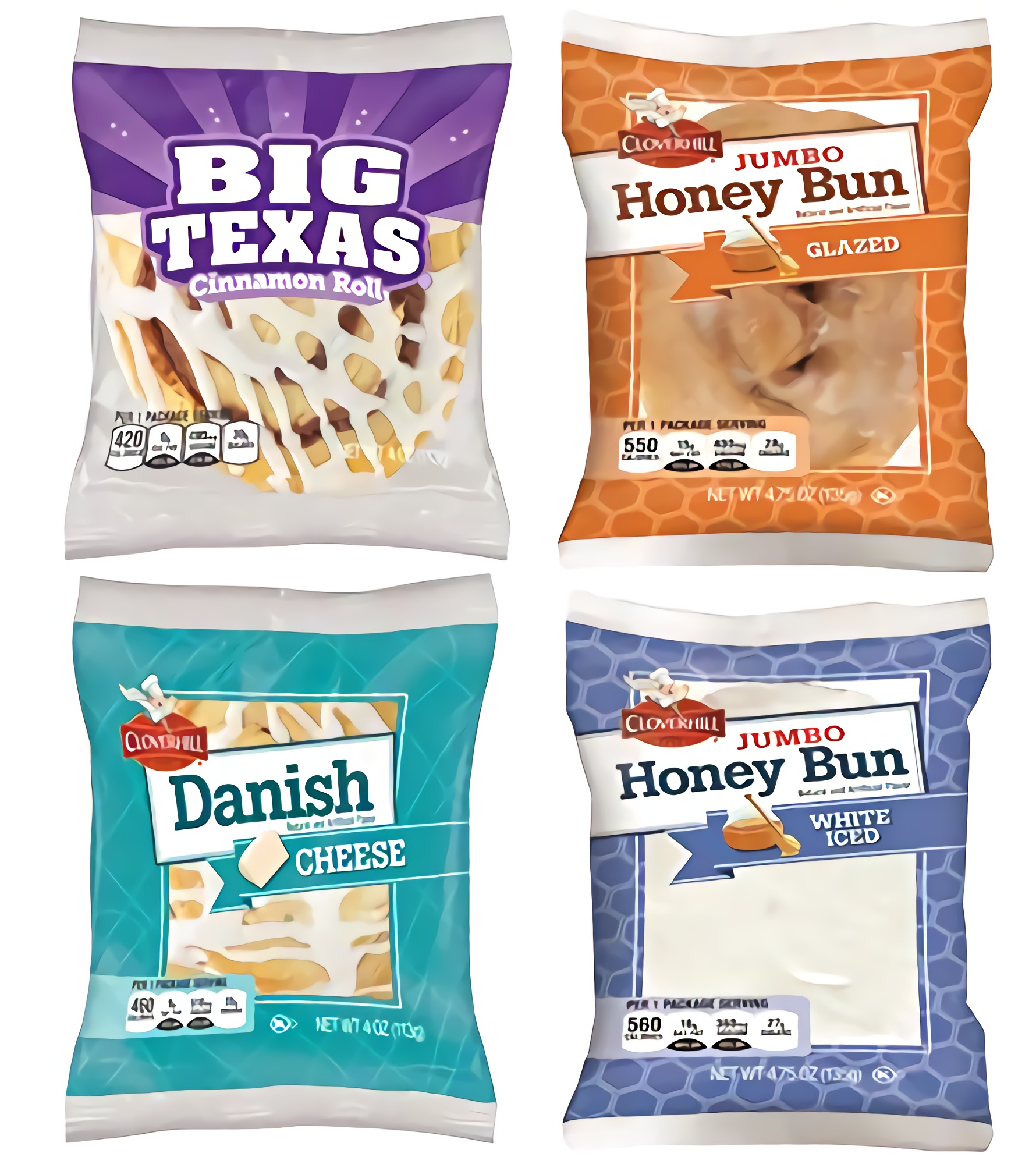 Cloverhill Bakery Ultimate Danish and Honey Bun Variety Pack Includes 16 Honey Buns Total