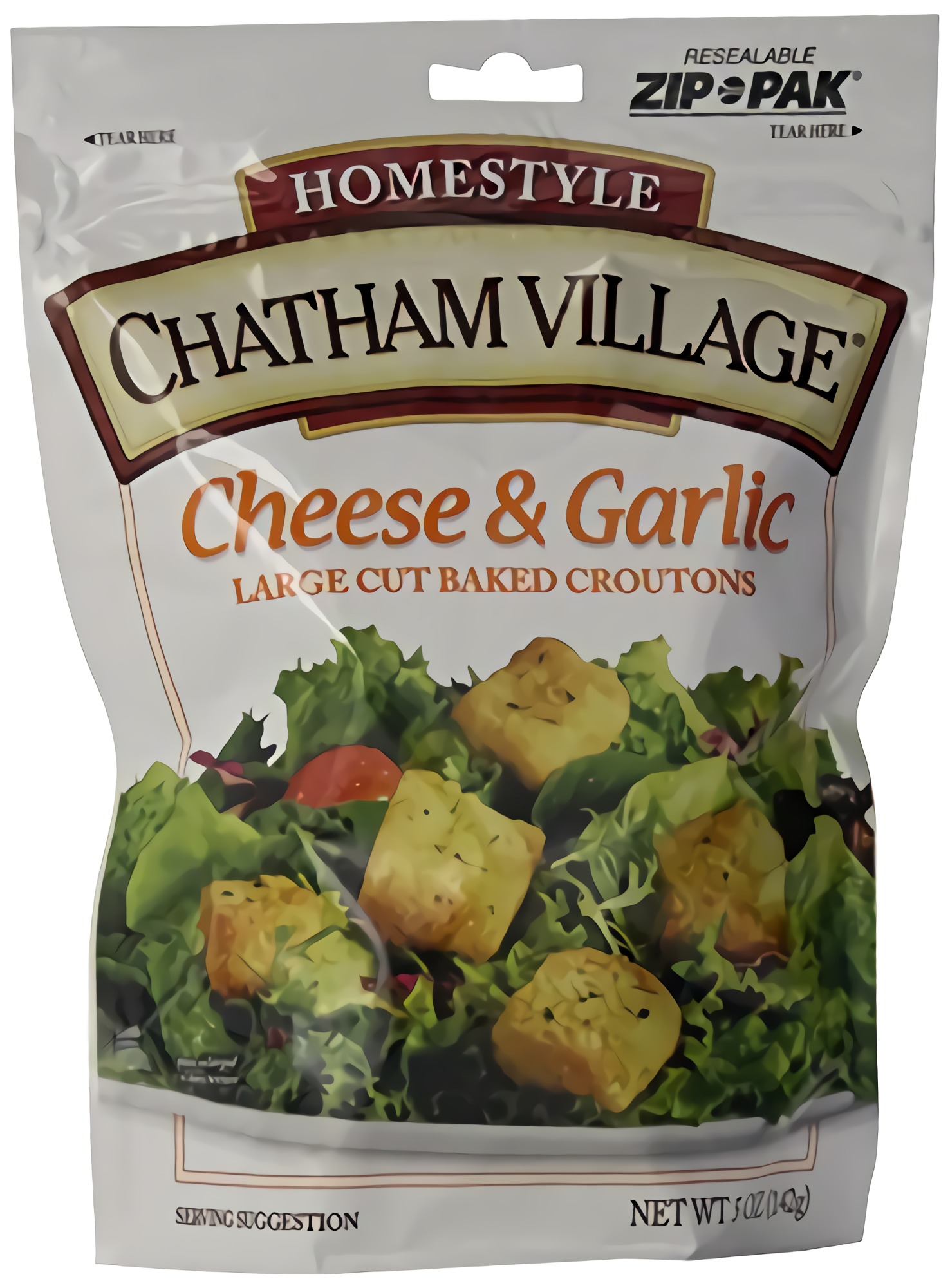 Chatham Village Large Cut Cheese & Garlic Croutons, 5-Ounce Bags (Pack of 12)