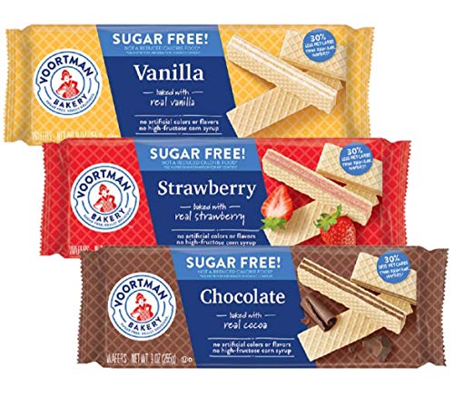 Voortman Bakery Sugar Free Wafers Variety Pack | Chocolate, Strawberry, Vanilla | 3 Pack 5