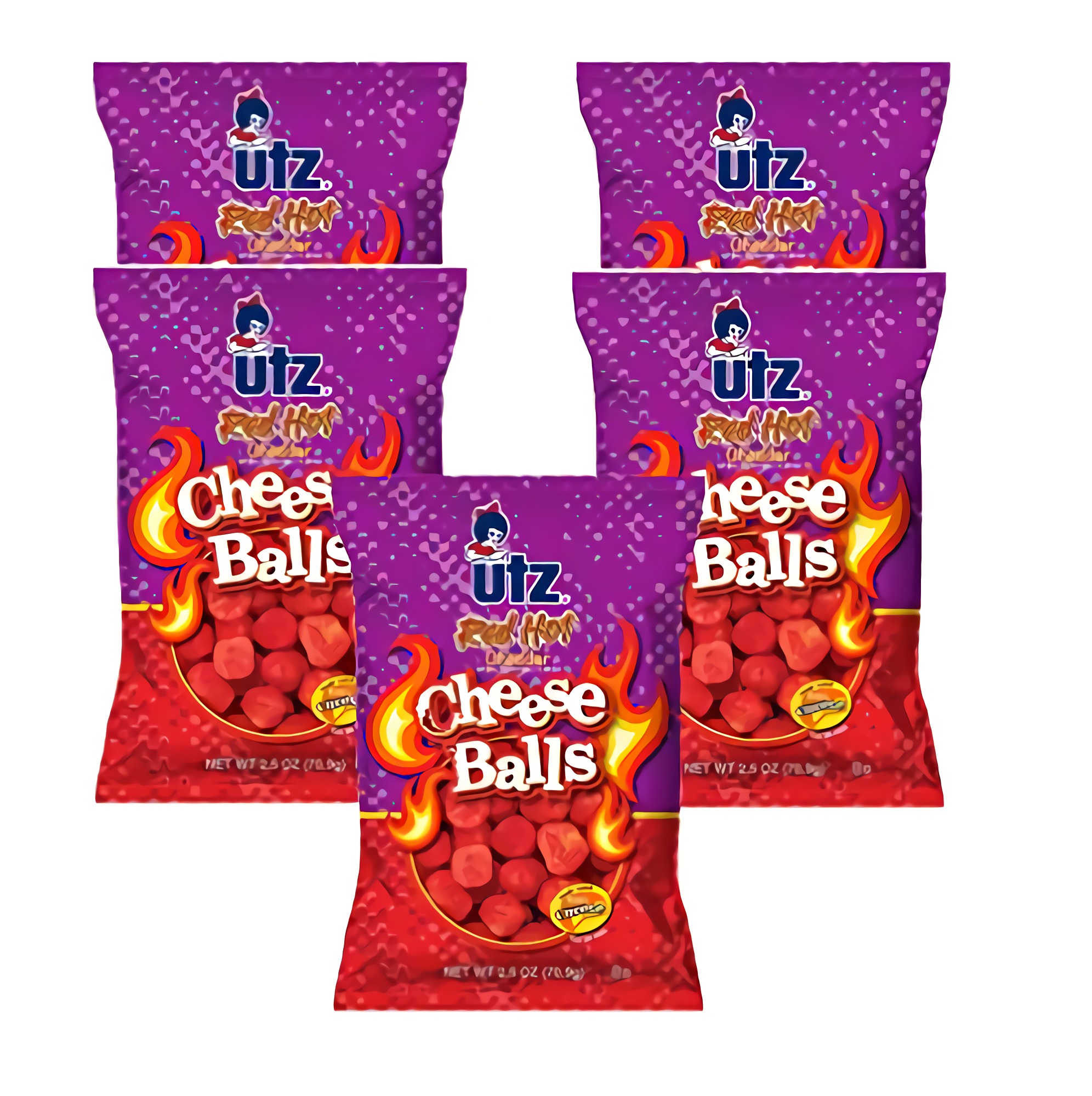 Utz Red Hot Cheese Balls | 2.5 oz | Pack of 5 2
