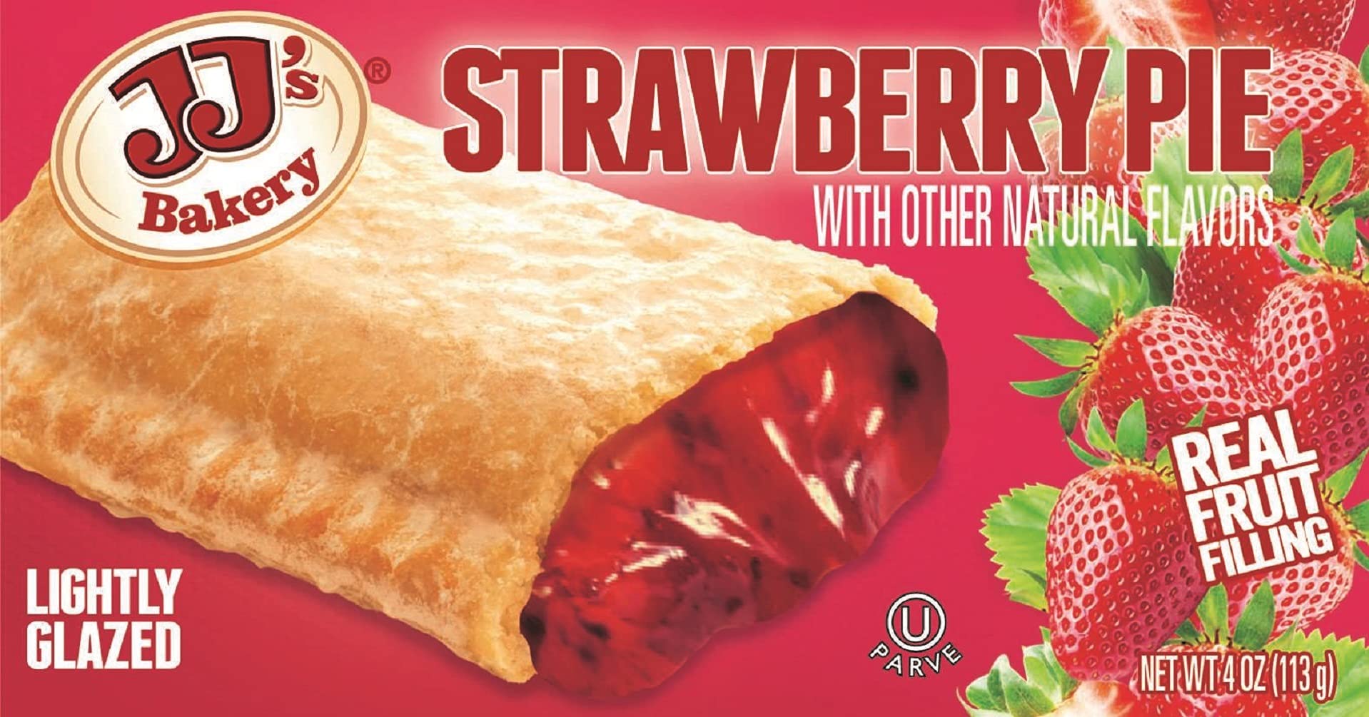 JJ's Bakery Lightly Glazed Snack Pies | Strawberry (Limited Edition) | 4 oz | Case of 12 3