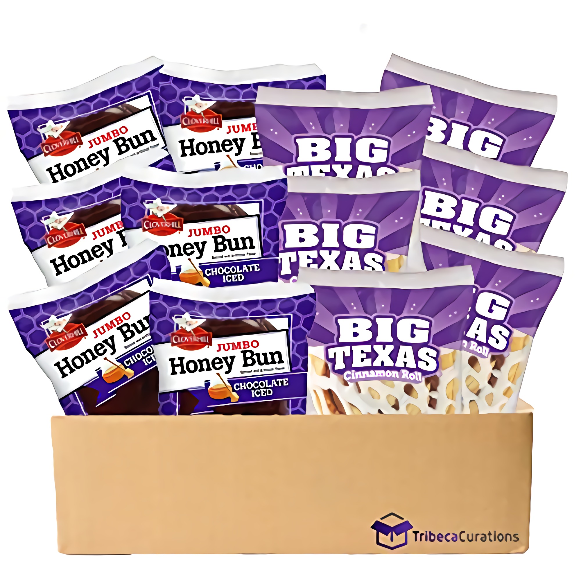 Big Texas Cinnamon Roll & Jumbo Chocolate Iced Honey Bun Combo | 12 Pack 2