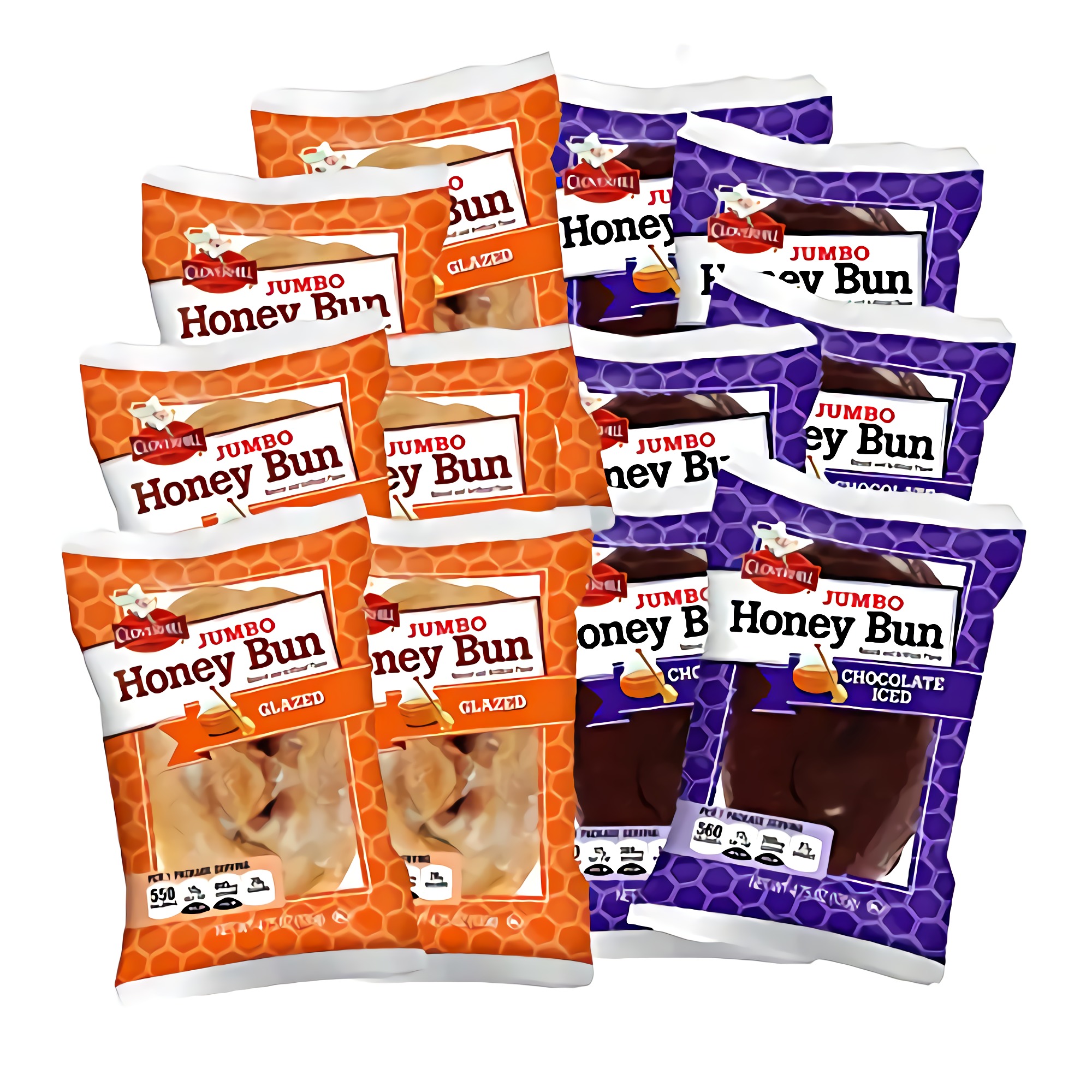Cloverhill Jumbo Chocolate Iced Honey Bun & Jumbo Glazed Honey Bun Combo | 12 Pack 4