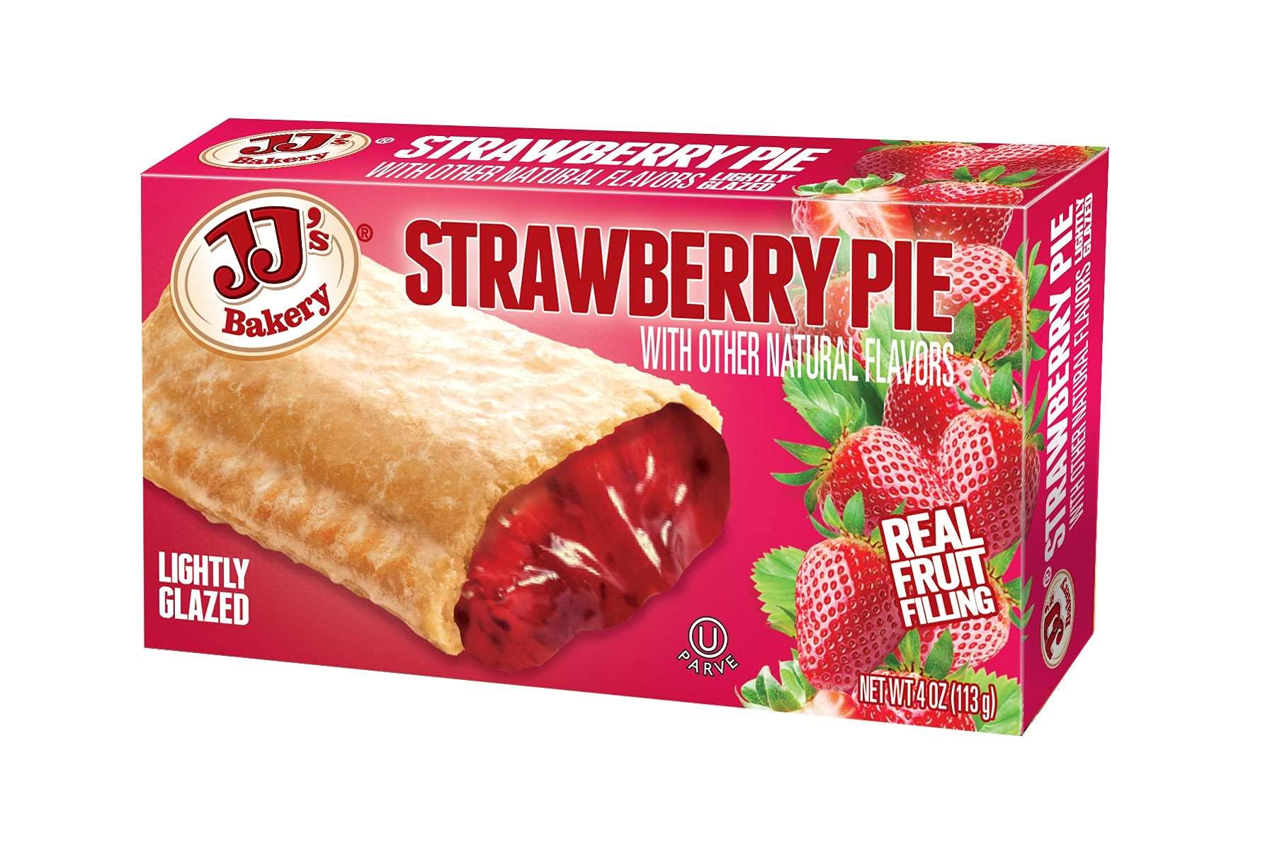 JJ's Bakery Lightly Glazed Snack Pies | Strawberry (Limited Edition) | 4 oz | Pack of 6 6