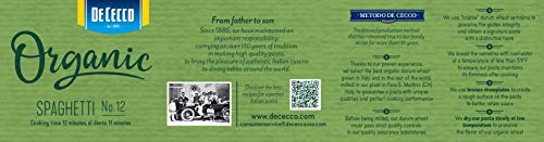 De Cecco Organic Pasta, Spaghetti No.12, 12 Ounce (Pack of 12) 6
