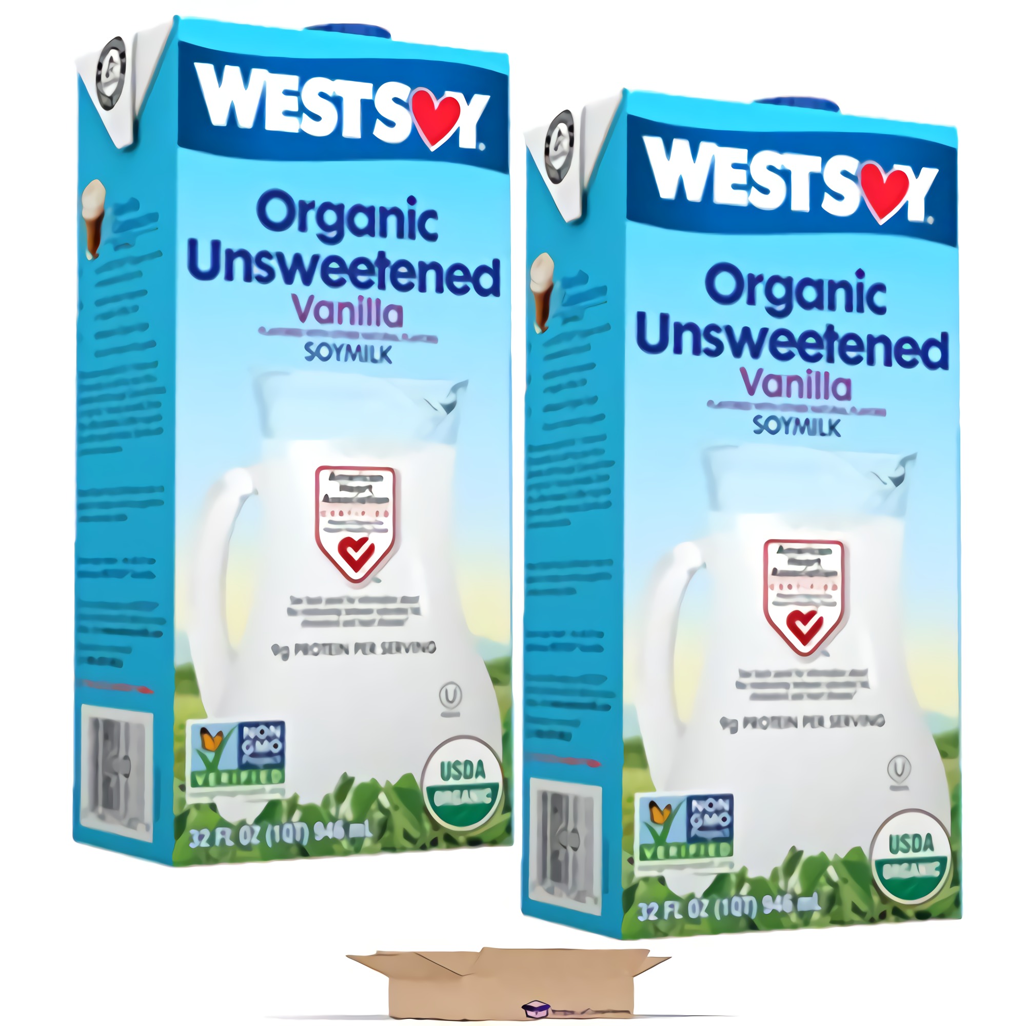 Organic Unsweetened Plain Soymilk by West soy | 32 Fl Oz | Pack of 4 3