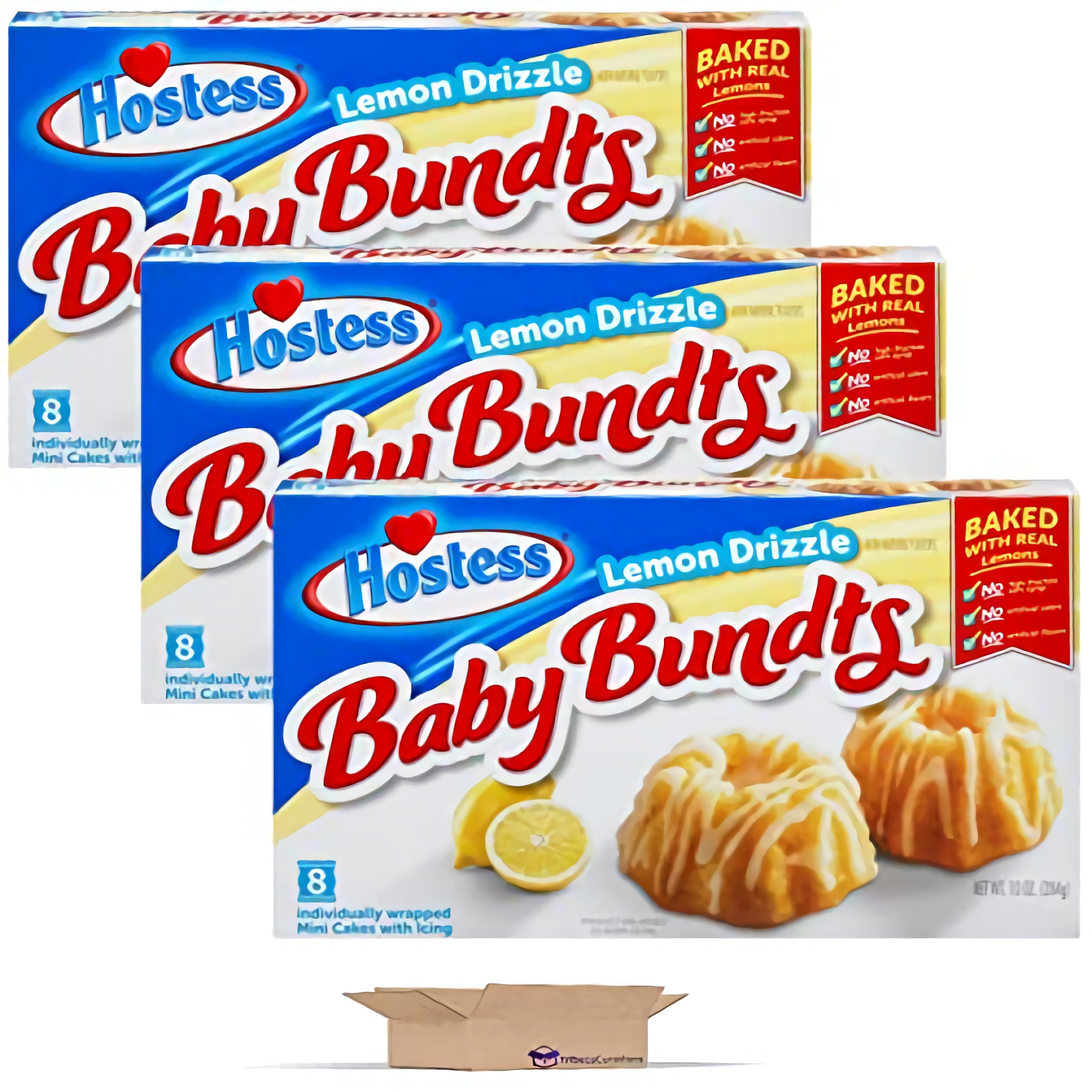 Hostess Lemon Drizzle Baby Bundt Cakes | 30 Ounce (24 Total Cakes in 3 Boxes) 3