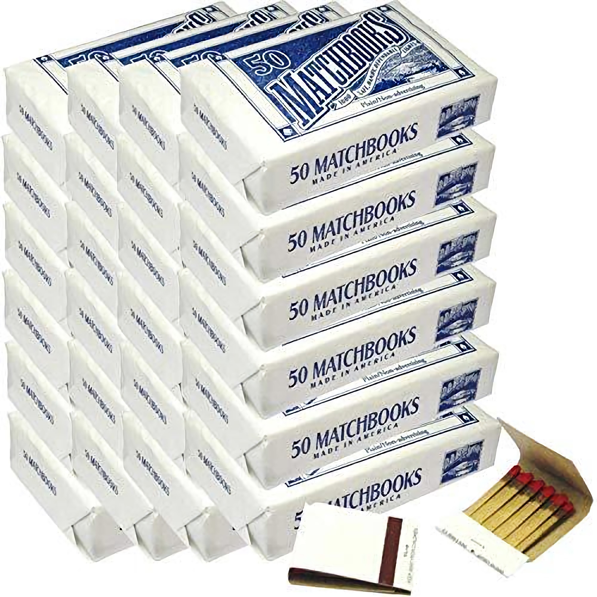 D.D. Bean & Sons 1200 Matchbooks, White, for Wedding Birthday Wholesale, Made in America, 24 Pack