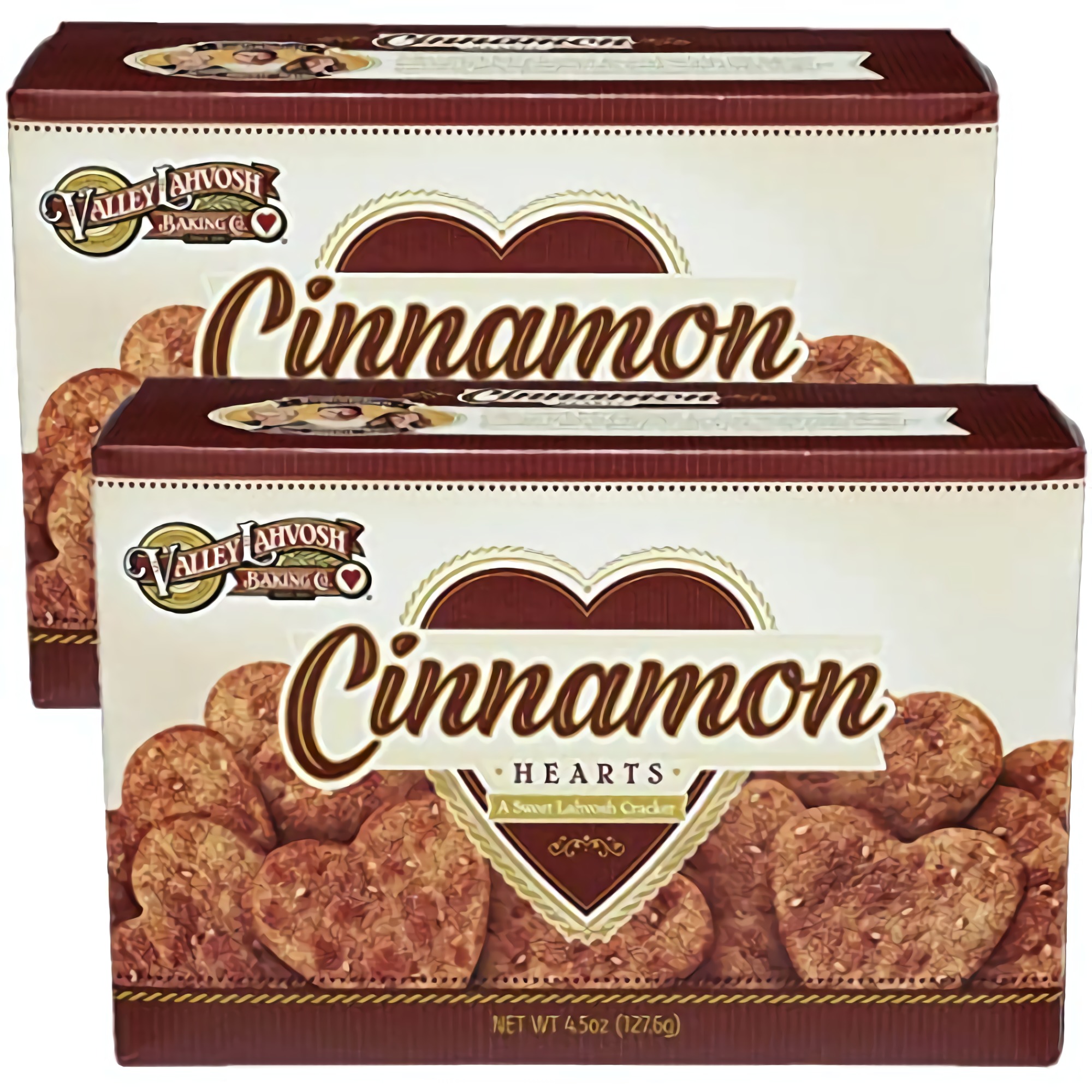 Cinnamon Hearts Cracker by Valley Lahvosh | 4.5 Oz | Pack of 2