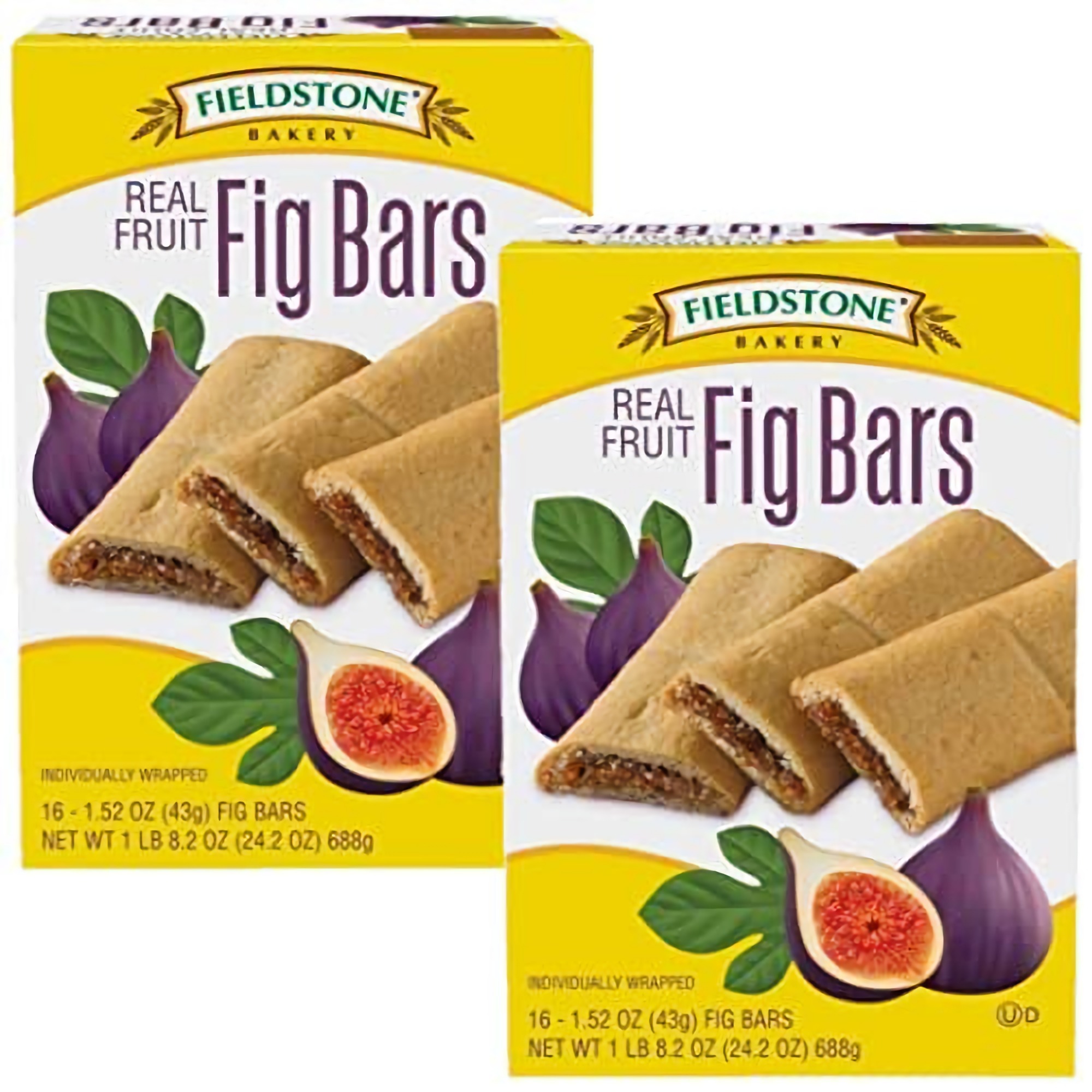 Fig Bars Individually Wrapped, Value Pack   | 1.52 Oz | Box of 16 | Pack of 2 (32 Total Bars)