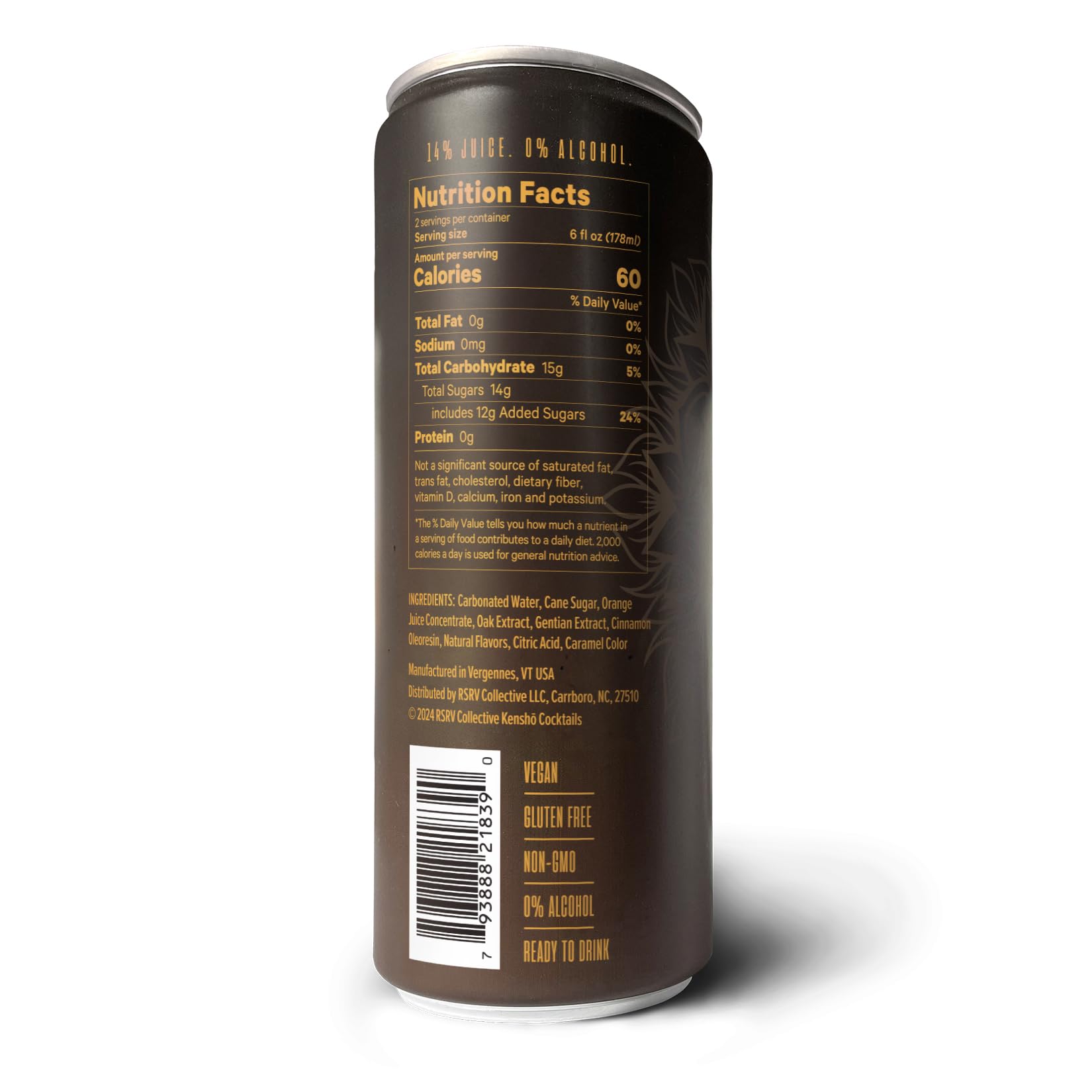 RSRV Non-Alcoholic Cocktail, Kensho Cocktail, Non-Alcoholic Beverage Replacement (Orana - Charred Citrus and Wormwood, 12oz, 12Pack) 3