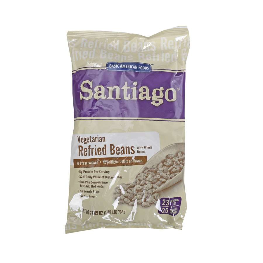 Santaigo Whole Vegetarian Refried Beans - 26.25 oz. pouch, 6 pouches per case 3