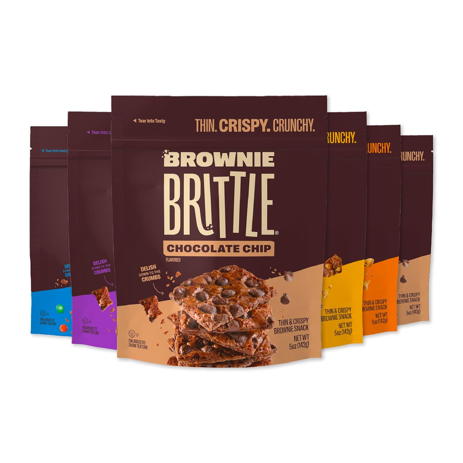 Brownie Brittle � Variety Pack Thin and Crispy Sweet Snacks (Pack of 6, 5 oz), Rich Gourmet Brownie Bites Dessert