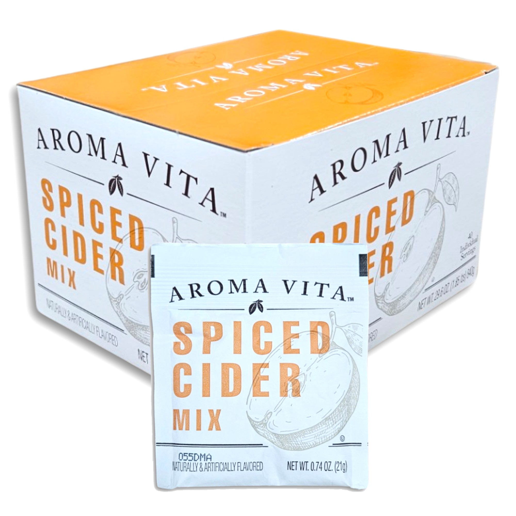 Aroma Vita Spiced Cider Mix Packets Value Pack   | .74 Oz | Box of 40