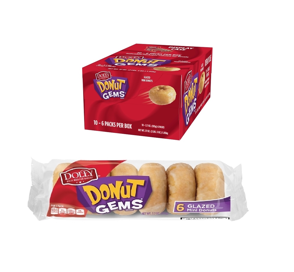 Dolly Madison Glazed Mini Donut Gems Mini Donuts Donettes Bulk Value Pack | 20 Packs (120 Donuts Total))