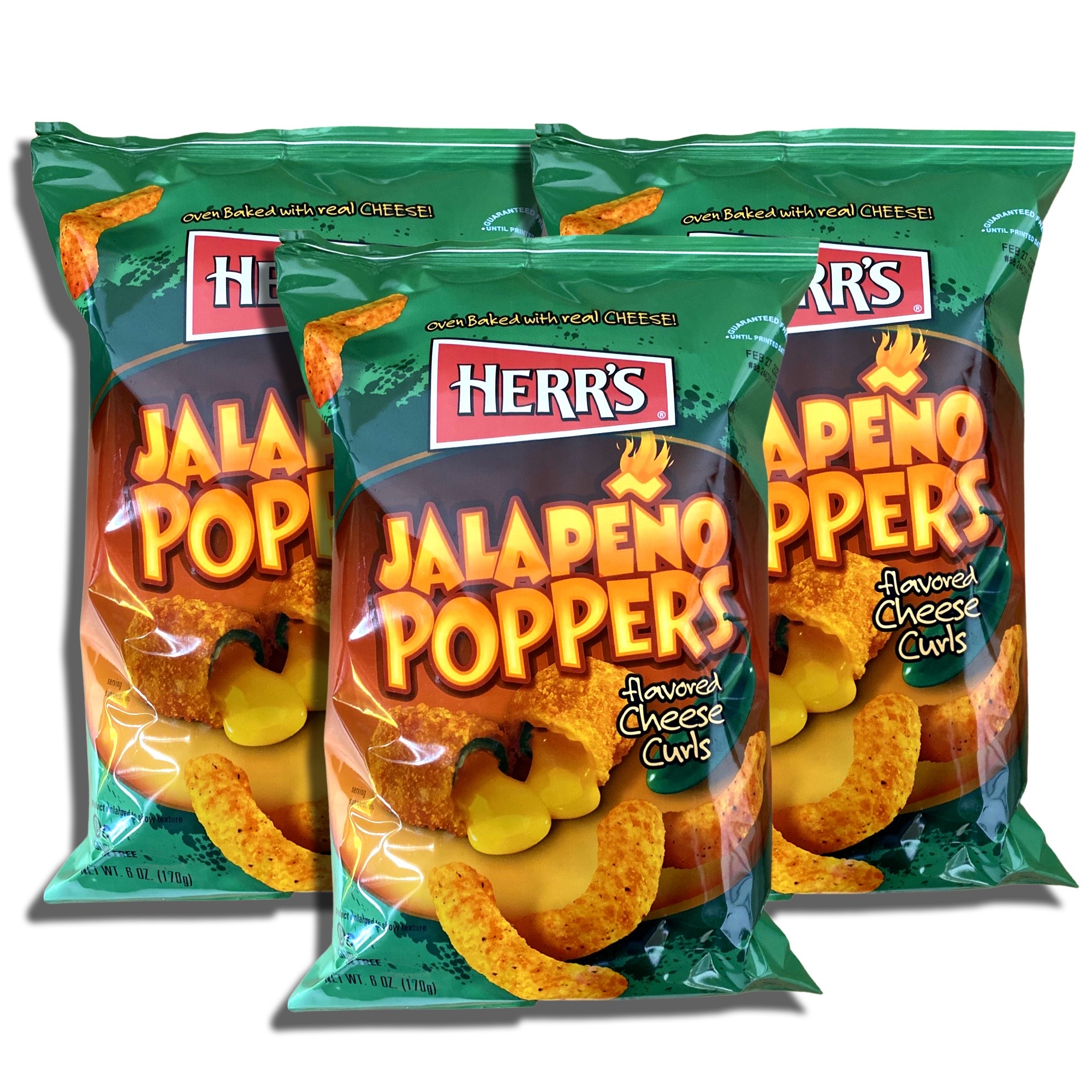 Herr's Jalapeno Poppers Cheese Curls | 3 Big 6 oz. Bags 4