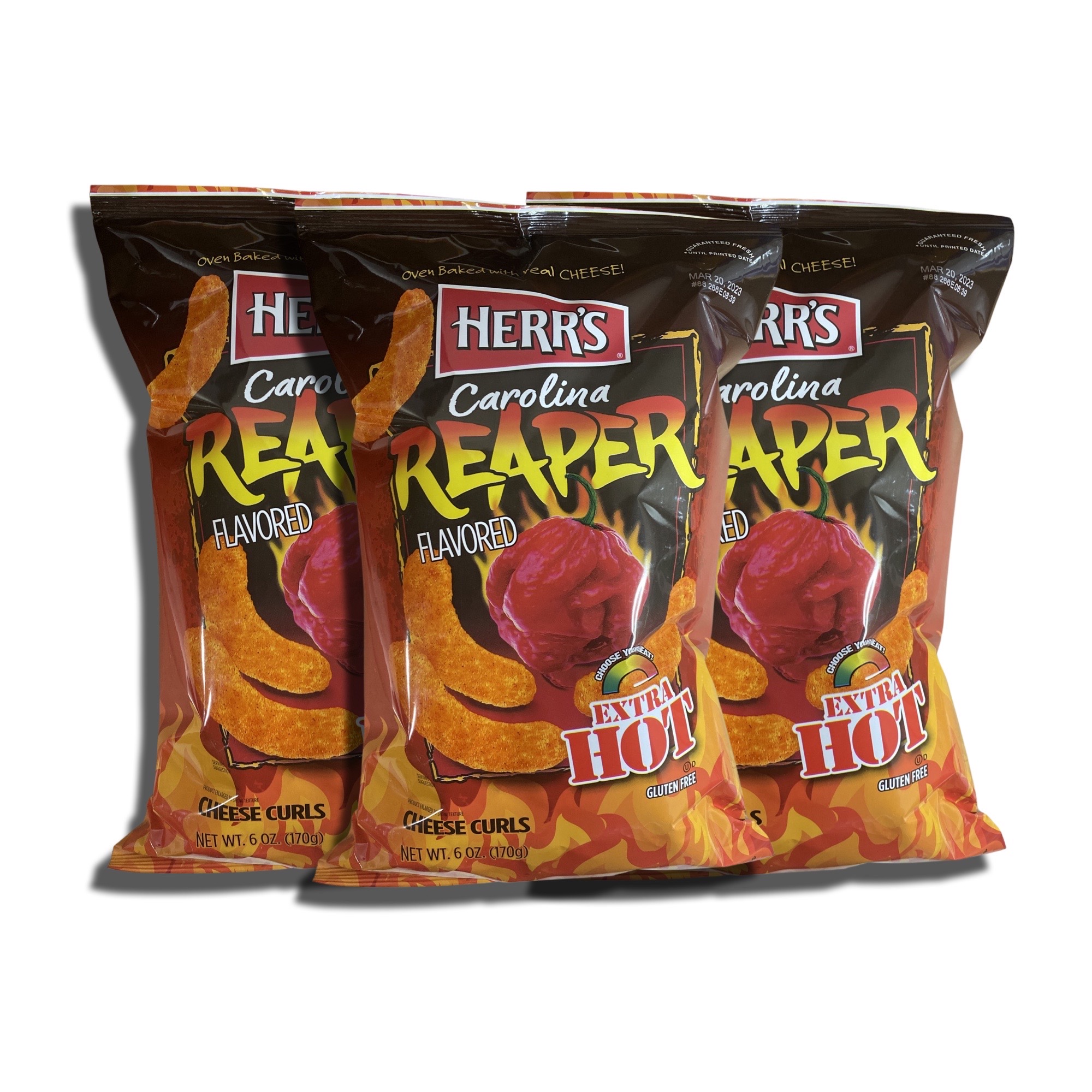 Herr’s Carolina Reaper Cheese Curls | Extra Hot & Cheesy Snack, 3 Big Bags Pack 5