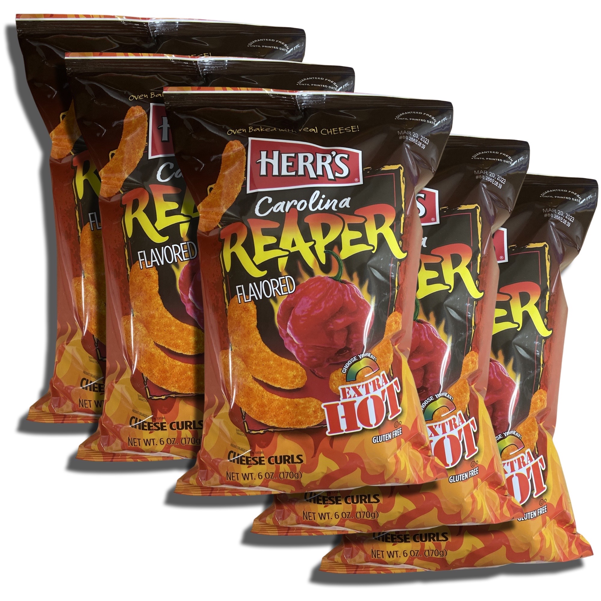 Herr’s Carolina Reaper Cheese Curls | Extra Hot & Cheesy Snack, 3 Big Bags Pack 7