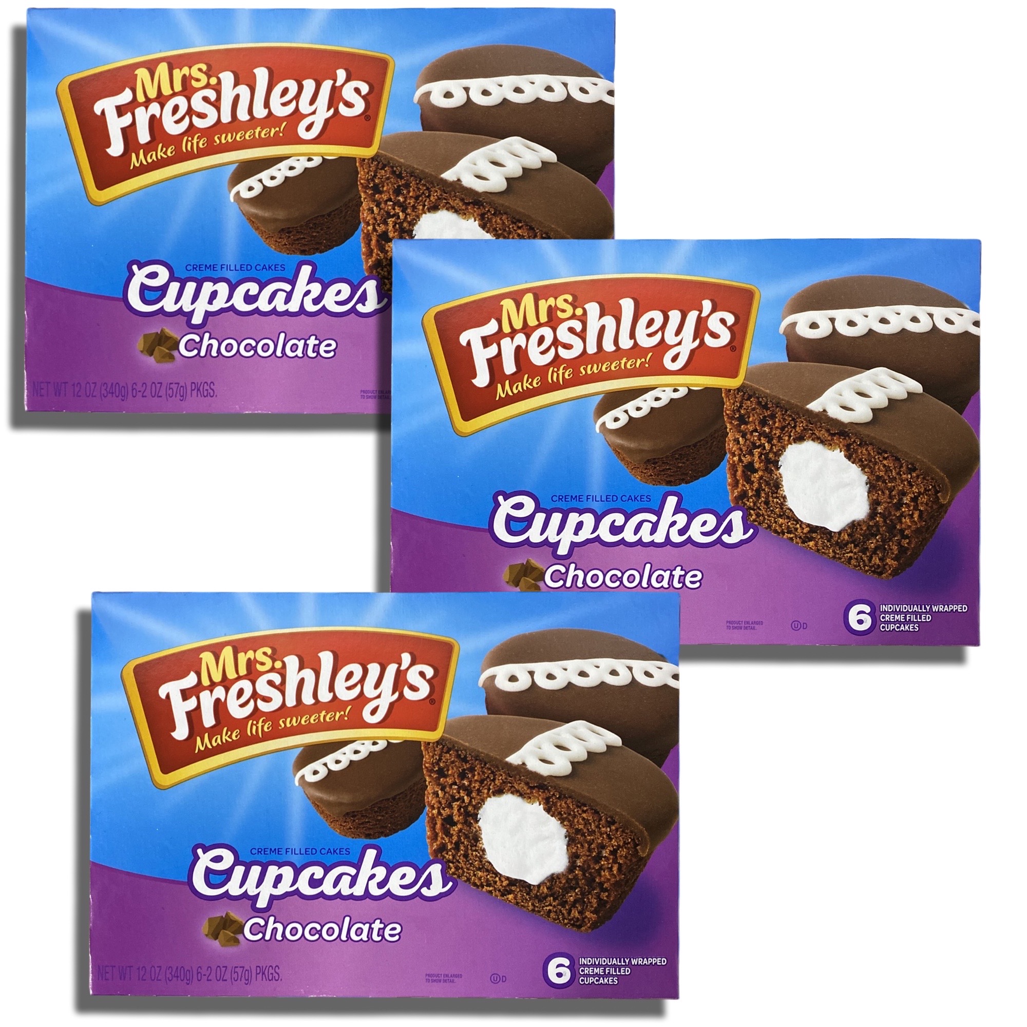 Chocolate Cream-Filled Iced Cupcakes by Mrs. Freshley's   Box of 6 | Value Pack of 3 (18 Cupcakes Total) 5