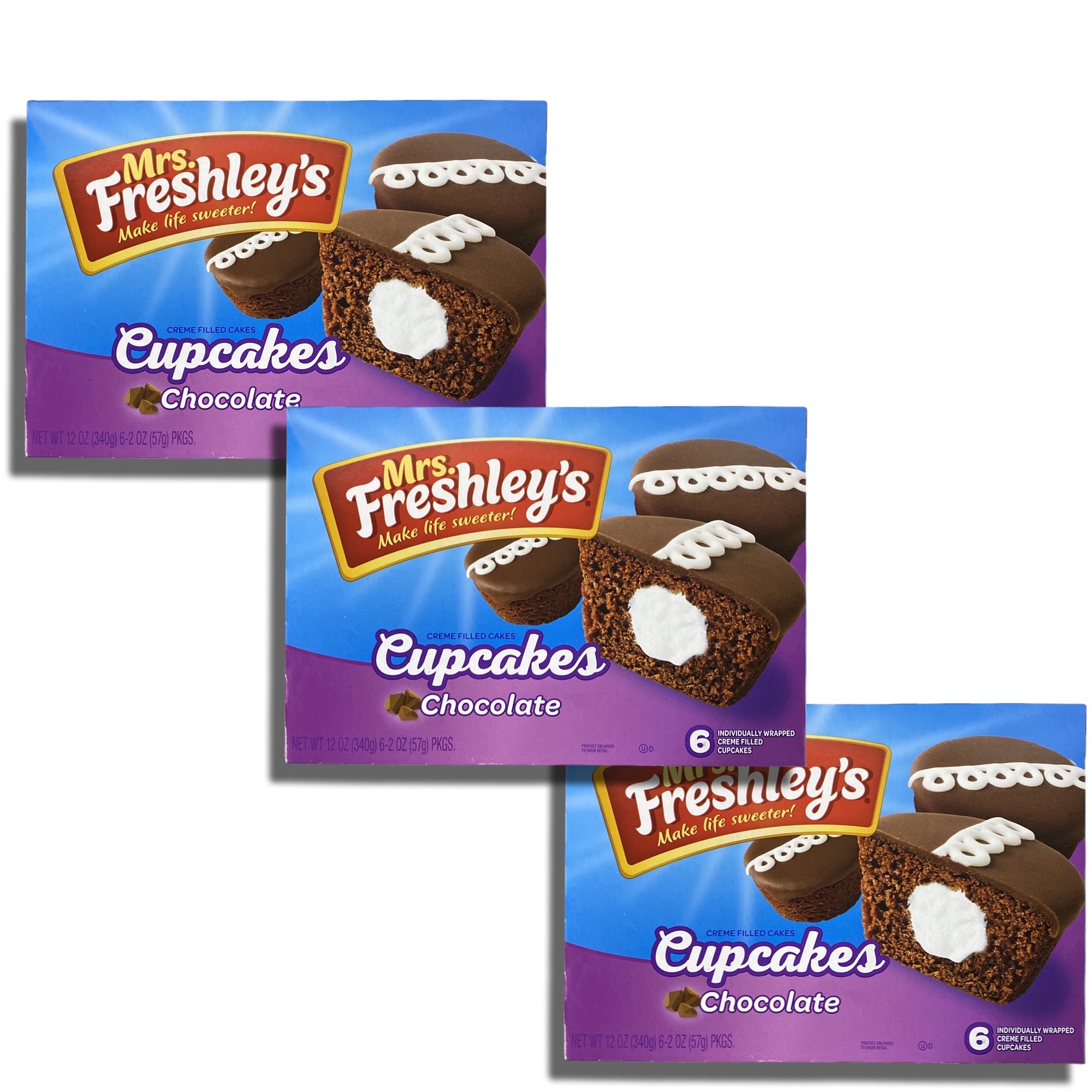 Chocolate Cream-Filled Iced Cupcakes by Mrs. Freshley's   Box of 6 | Value Pack of 3 (18 Cupcakes Total) 4
