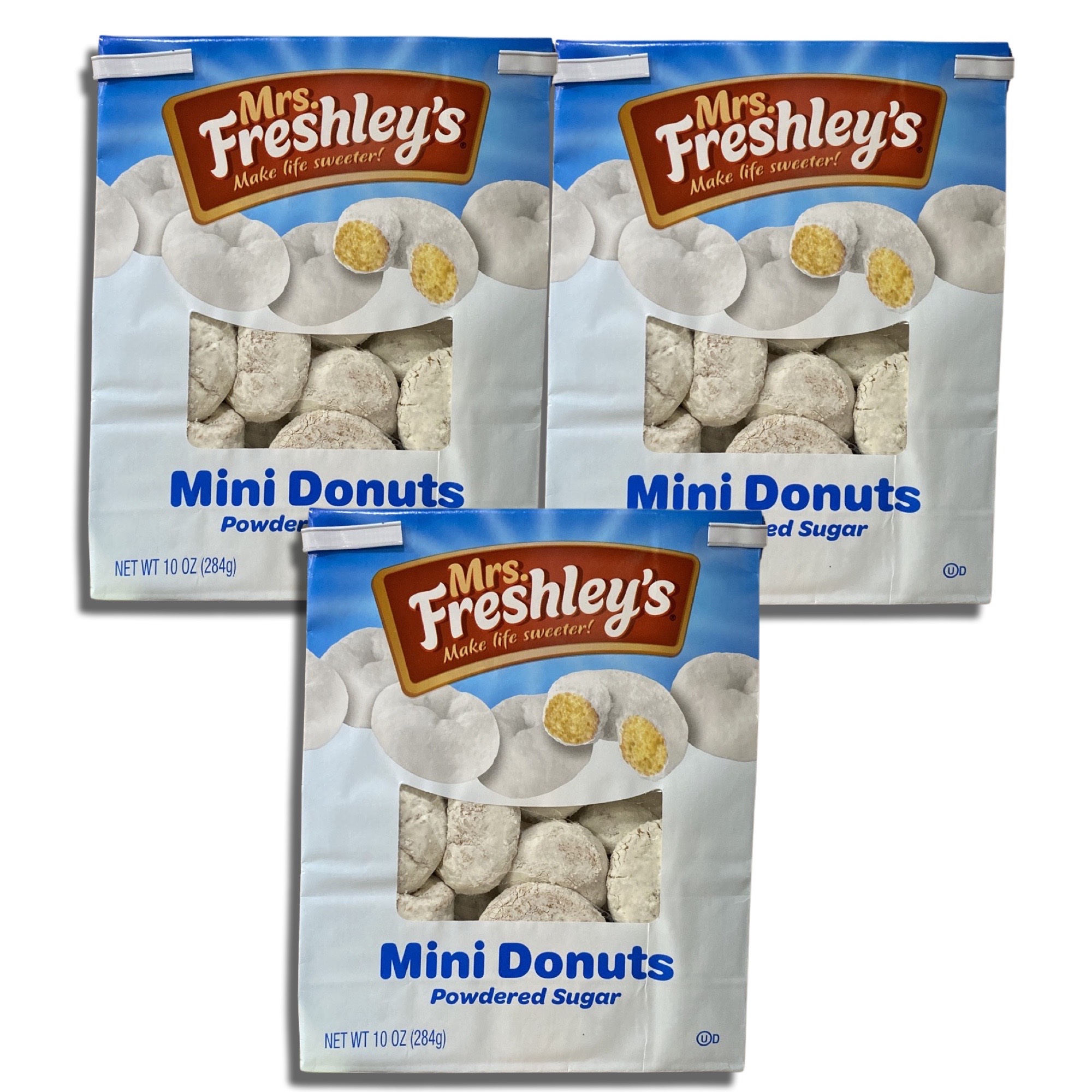 Powdered Sugar Mini Donuts by Mrs. Freshley's   10 Oz Bag | Value Pack of 3 4