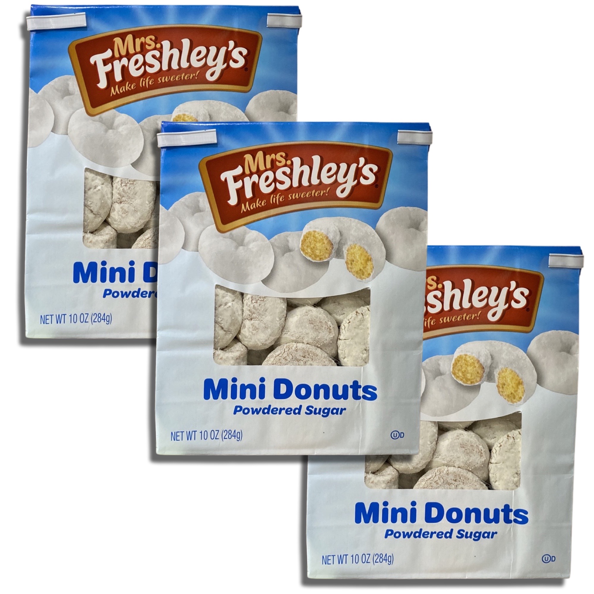 Powdered Sugar Mini Donuts by Mrs. Freshley's   10 Oz Bag | Value Pack of 3 5