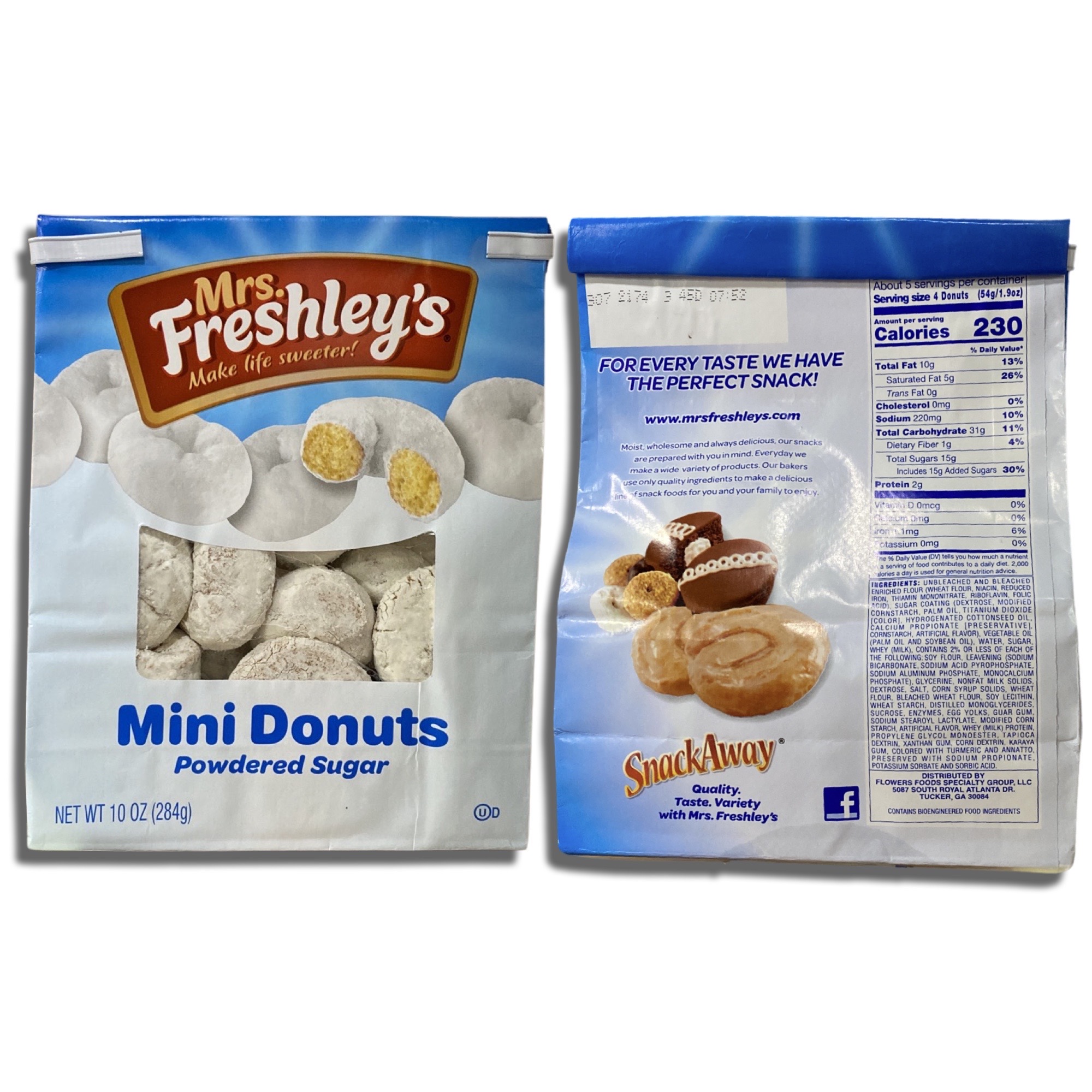 Powdered Sugar Mini Donuts by Mrs. Freshley's   10 Oz Bag | Value Pack of 3 6