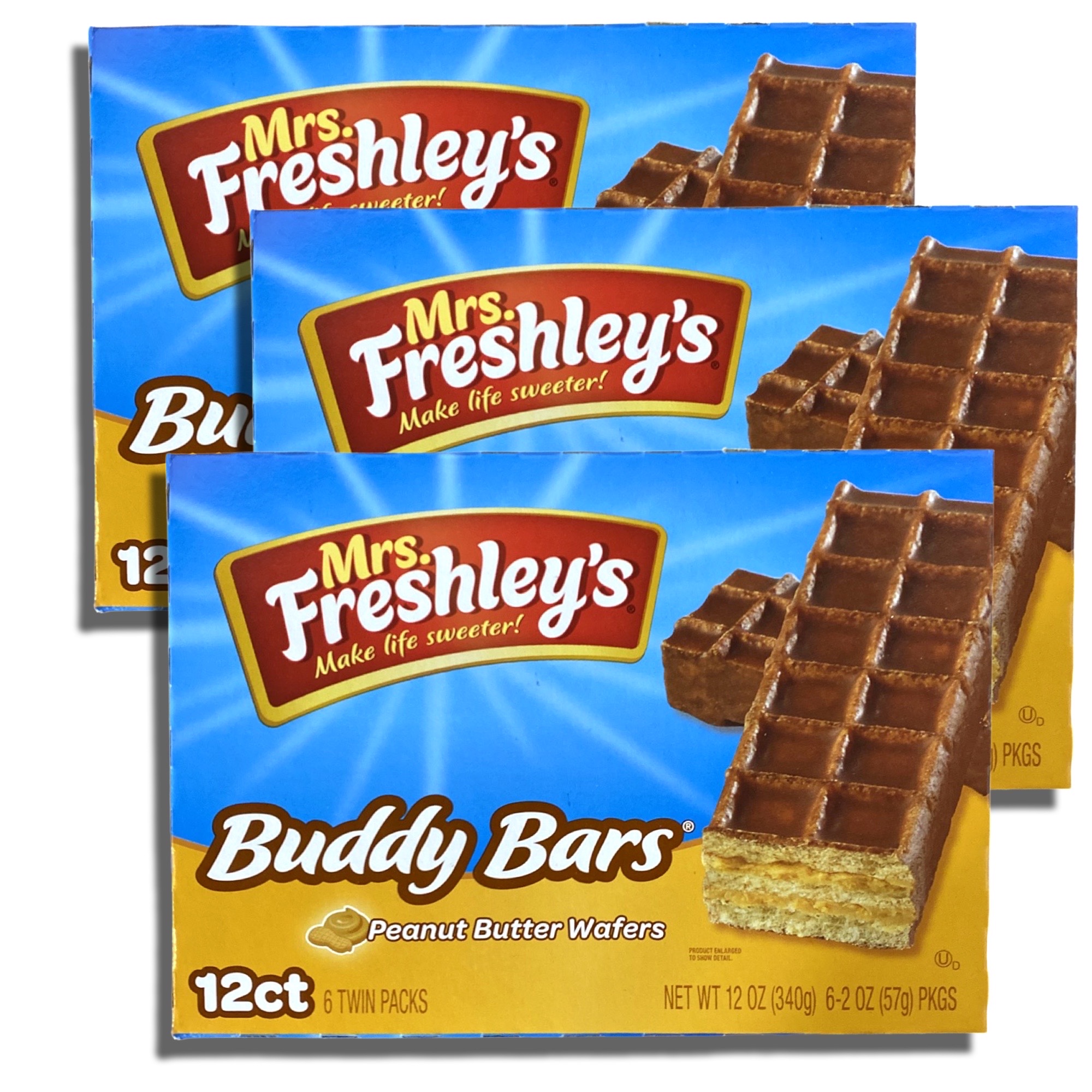 Mrs. Freshley's Buddy Bars Peanut Butter Chocolate Wafers | 36 Total Buddy Bars