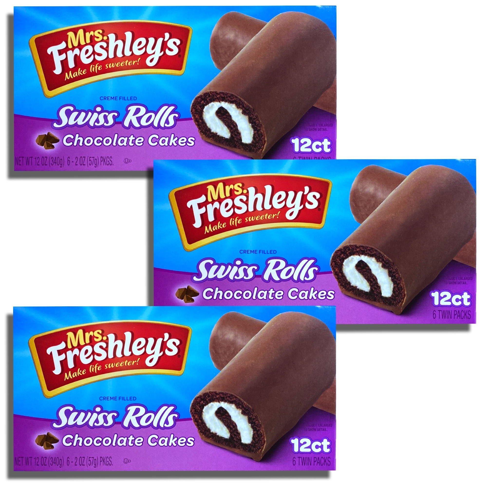 Mrs. Freshley's Swiss Rolls Snack Cakes, Pack of 3 (36 Total cakes) 2