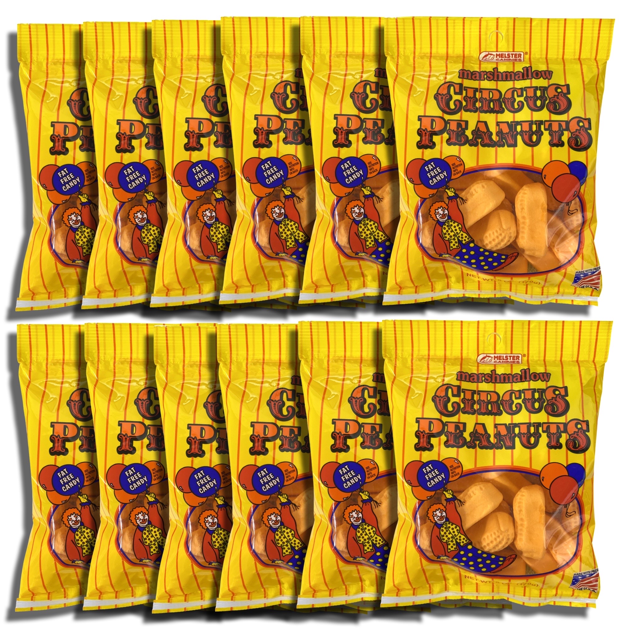 Marshmallow Circus Peanuts by Melster   6 Oz | Value Case Pack of 12 bags