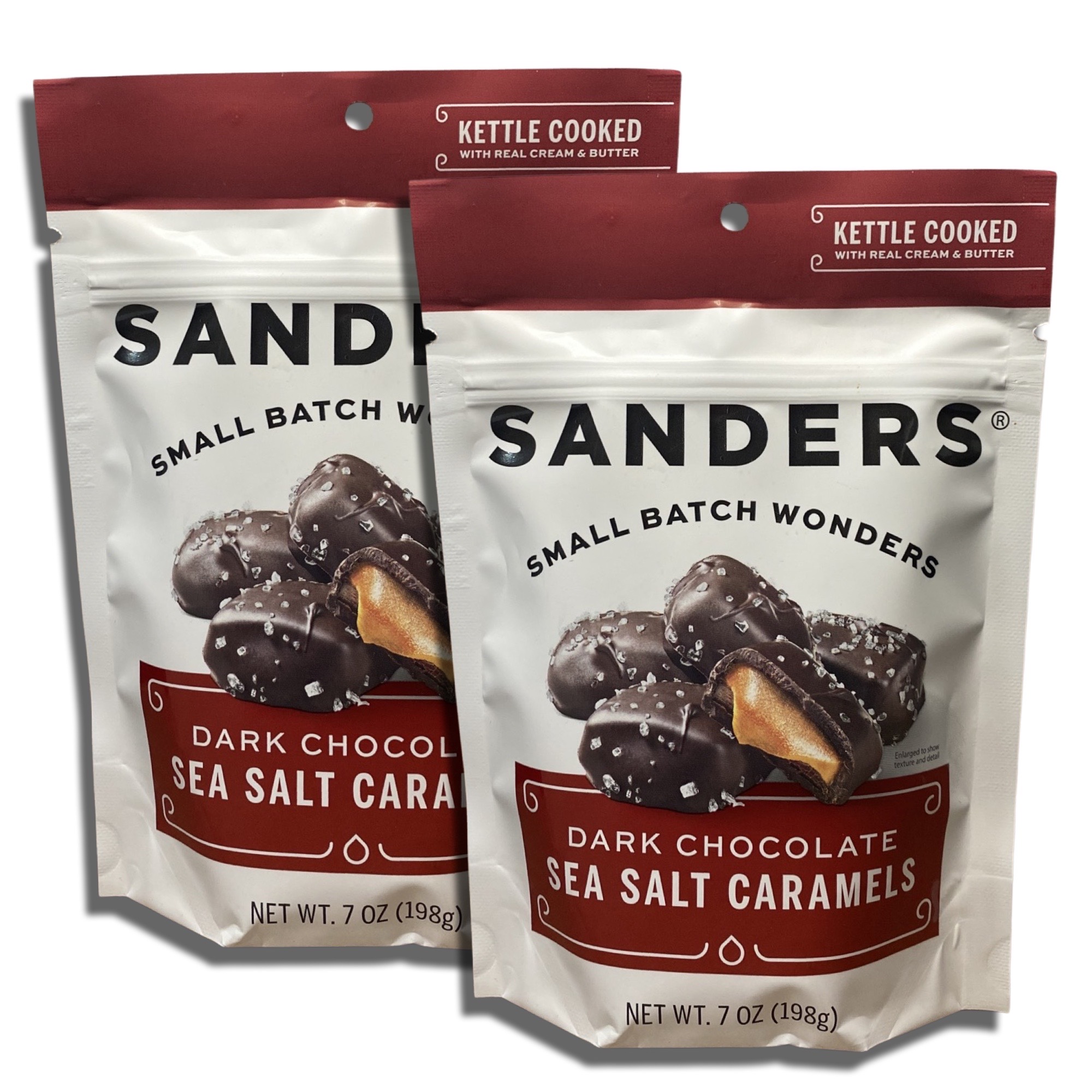 Sanders Small Batch Dark Chocolate Sea Salt Caramels 7 Oz, 2 Packs