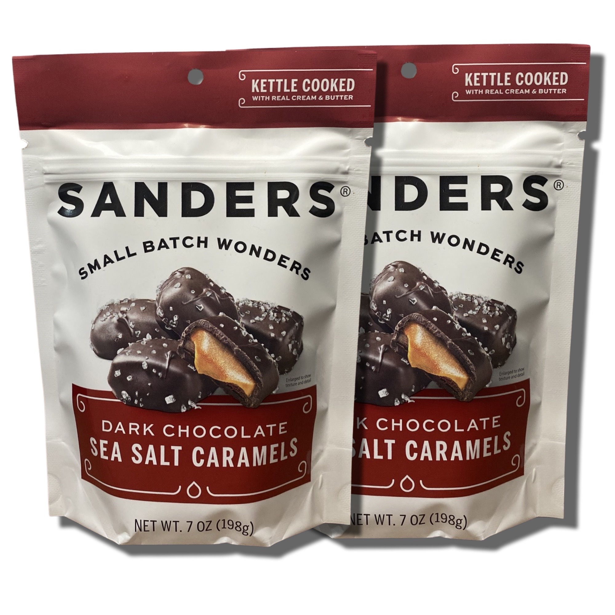 Sanders Small Batch Dark Chocolate Sea Salt Caramels 7 Oz, 2 Packs 2
