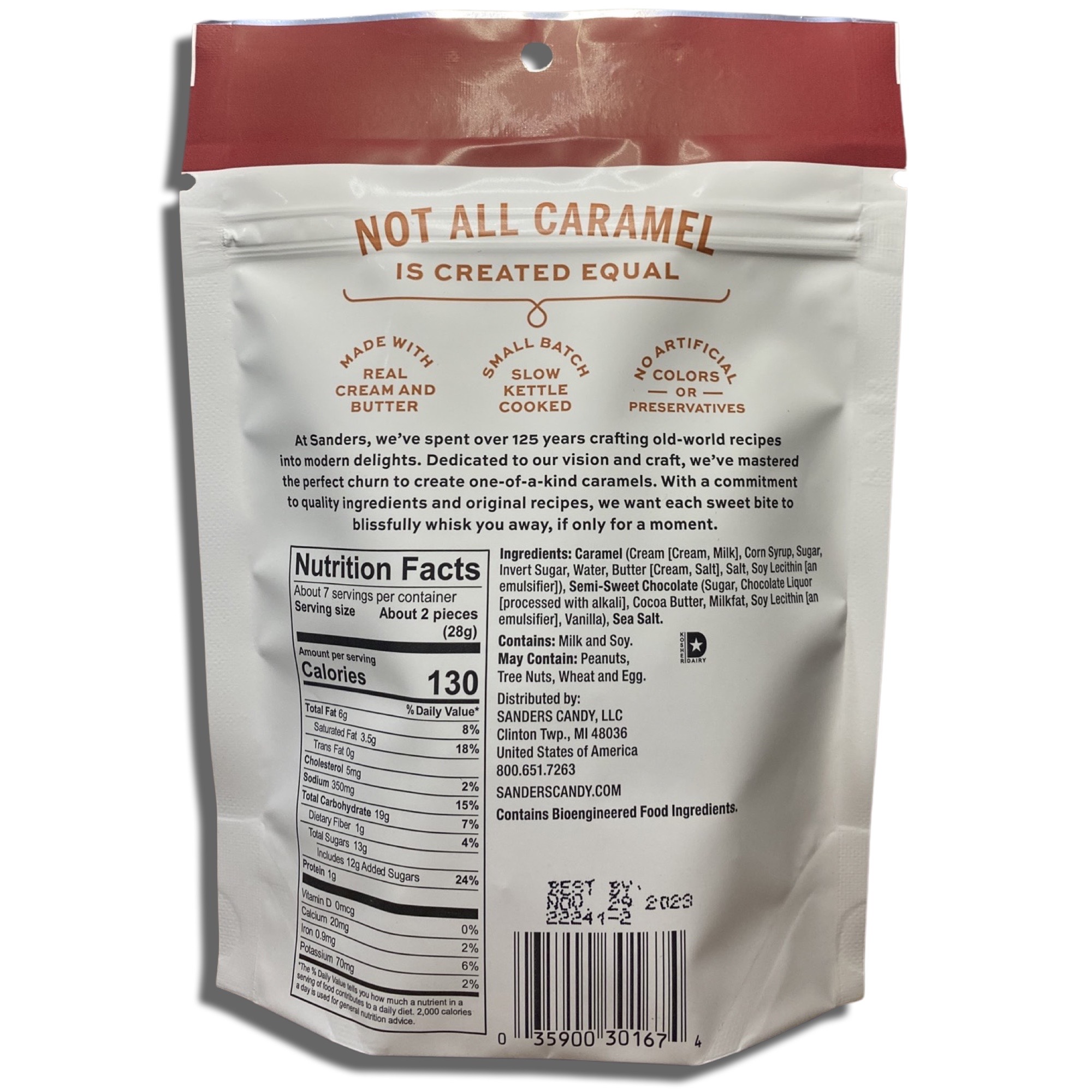 Sanders Small Batch Dark Chocolate Sea Salt Caramels 7 Oz, 2 Packs 7