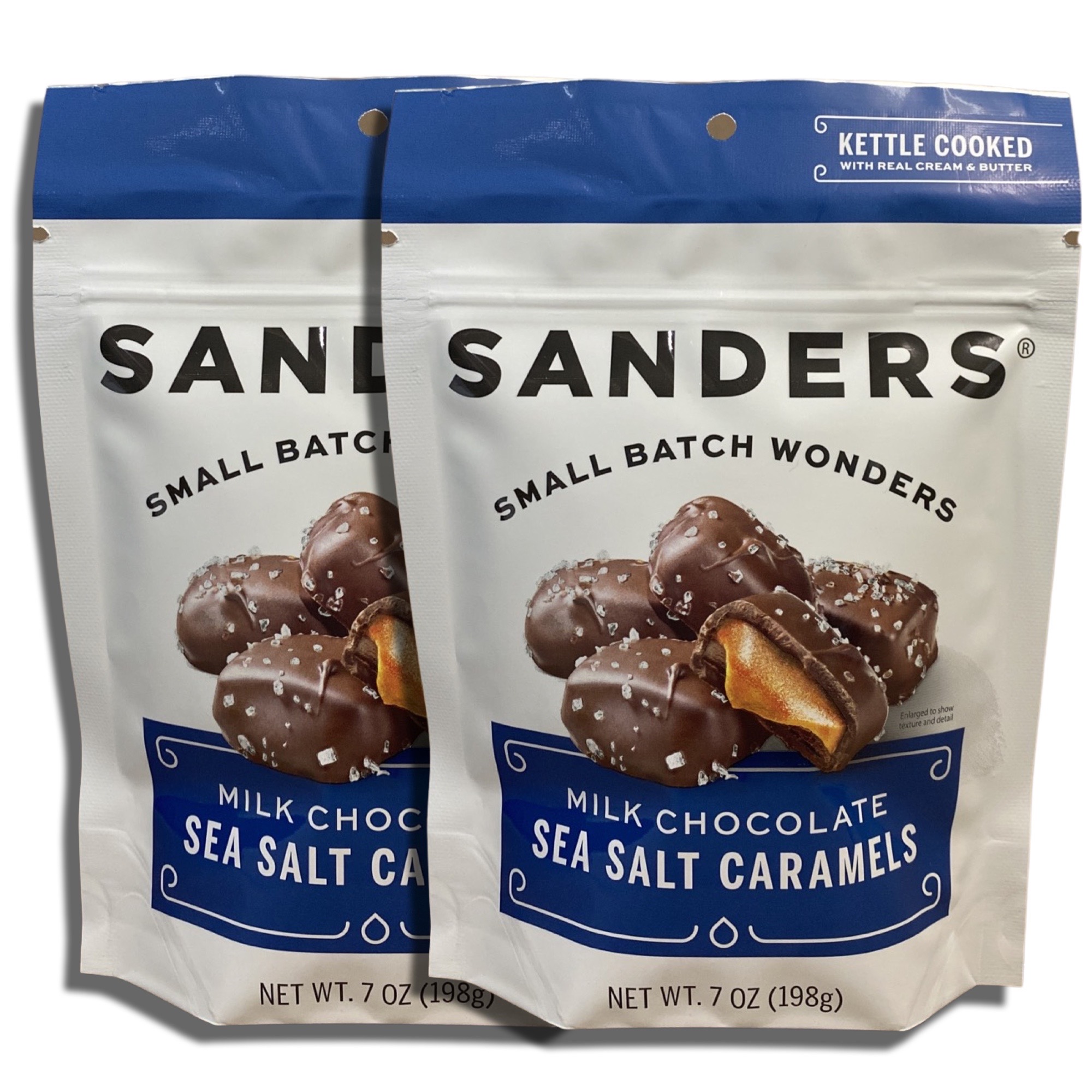 Sanders Small Batch Milk Chocolate Sea Salt Caramels 7 Oz, 2 Packs 2