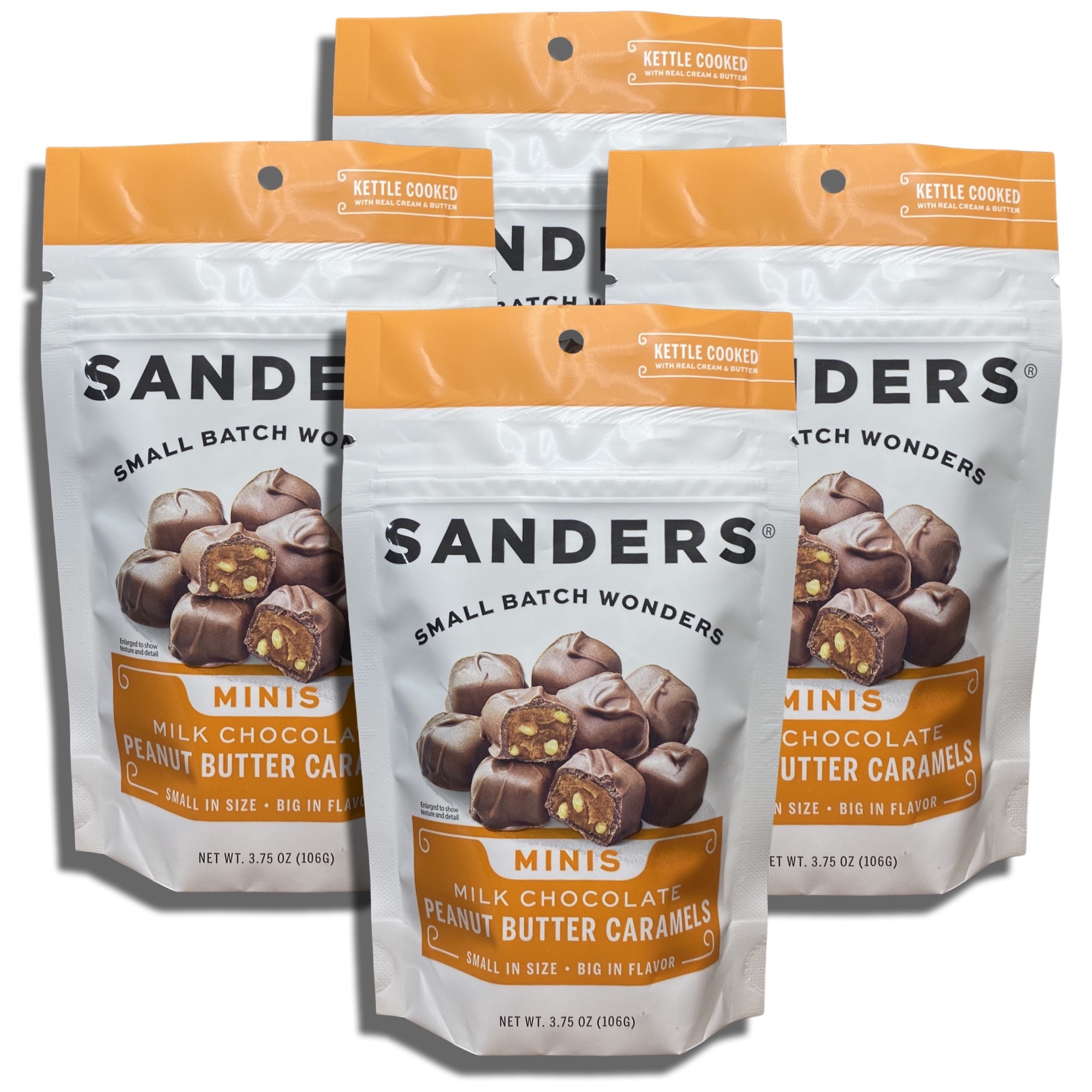 Sanders Small Batch Mini Milk Chocolate Peanut Butter Caramels | 3.75 Oz, 4 Pack 4