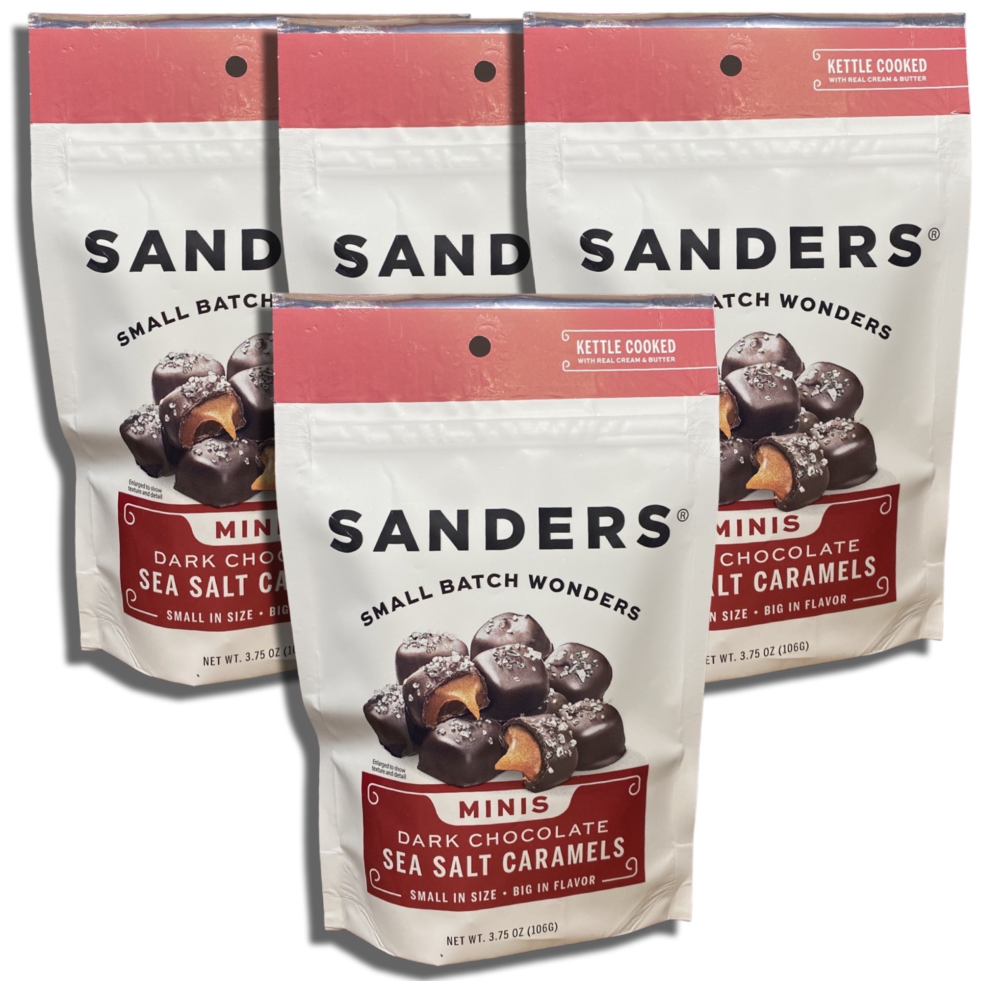 Sanders Small Batch Mini Dark Chocolate Sea Salt Caramels | 3.75 Oz, 4 Pack 4