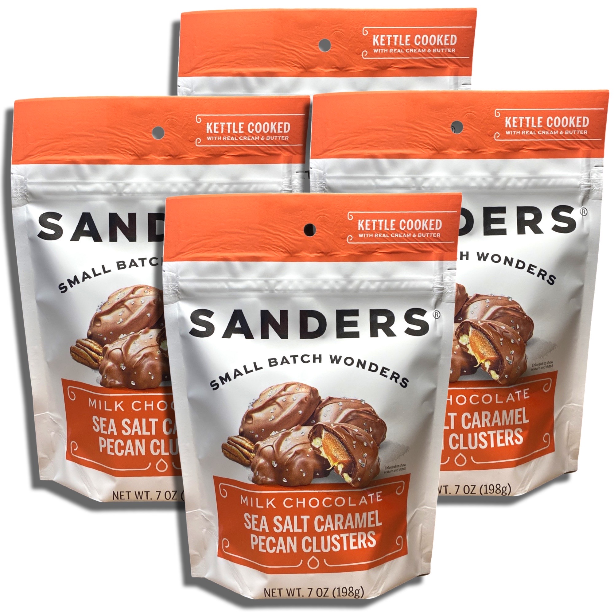 Sanders Small Batch Milk Chocolate Sea Salt Pecan Caramel Cluster, 7 Oz, 2 Pack 4
