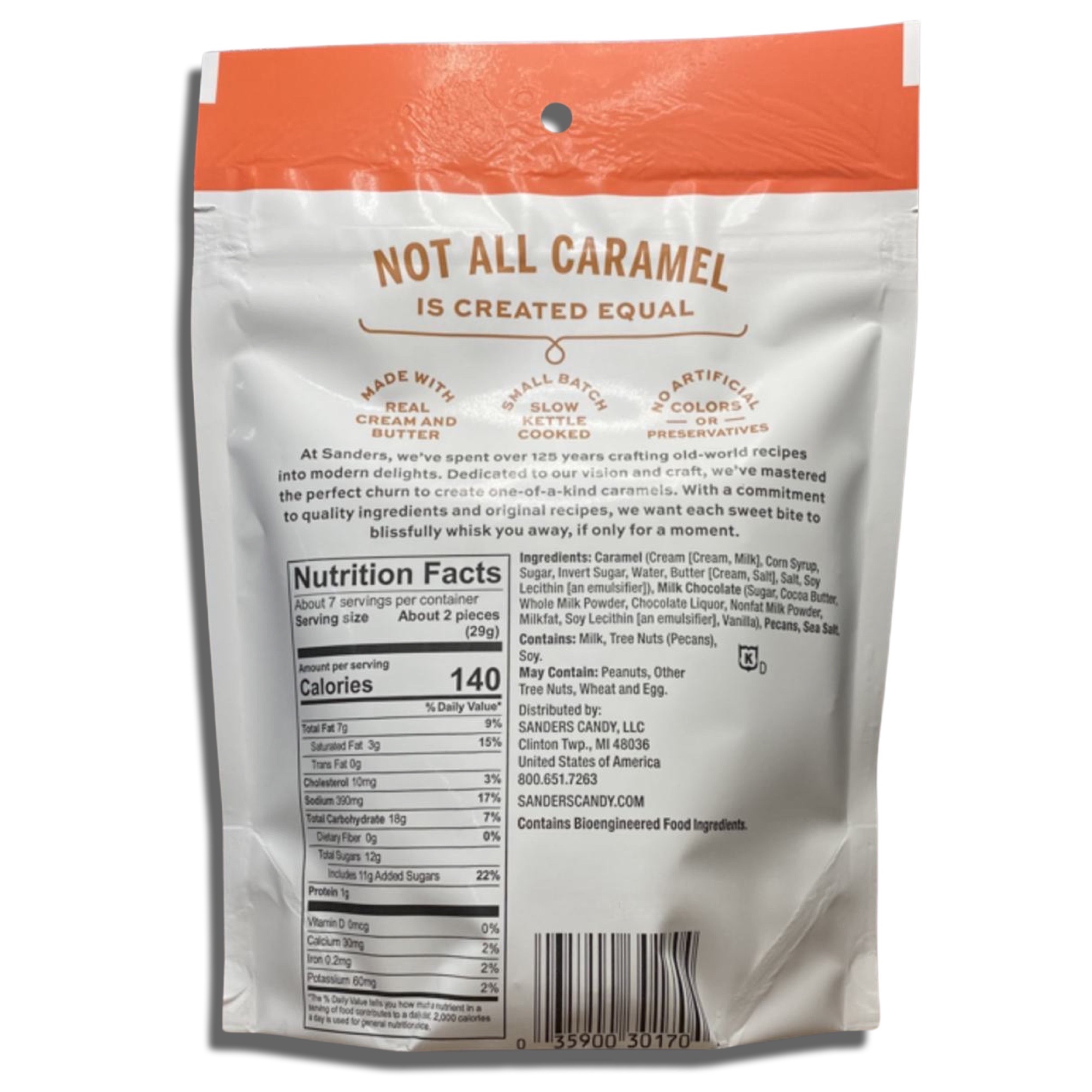 Sanders Small Batch Milk Chocolate Sea Salt Pecan Caramel Cluster, 7 Oz, 2 Pack 5