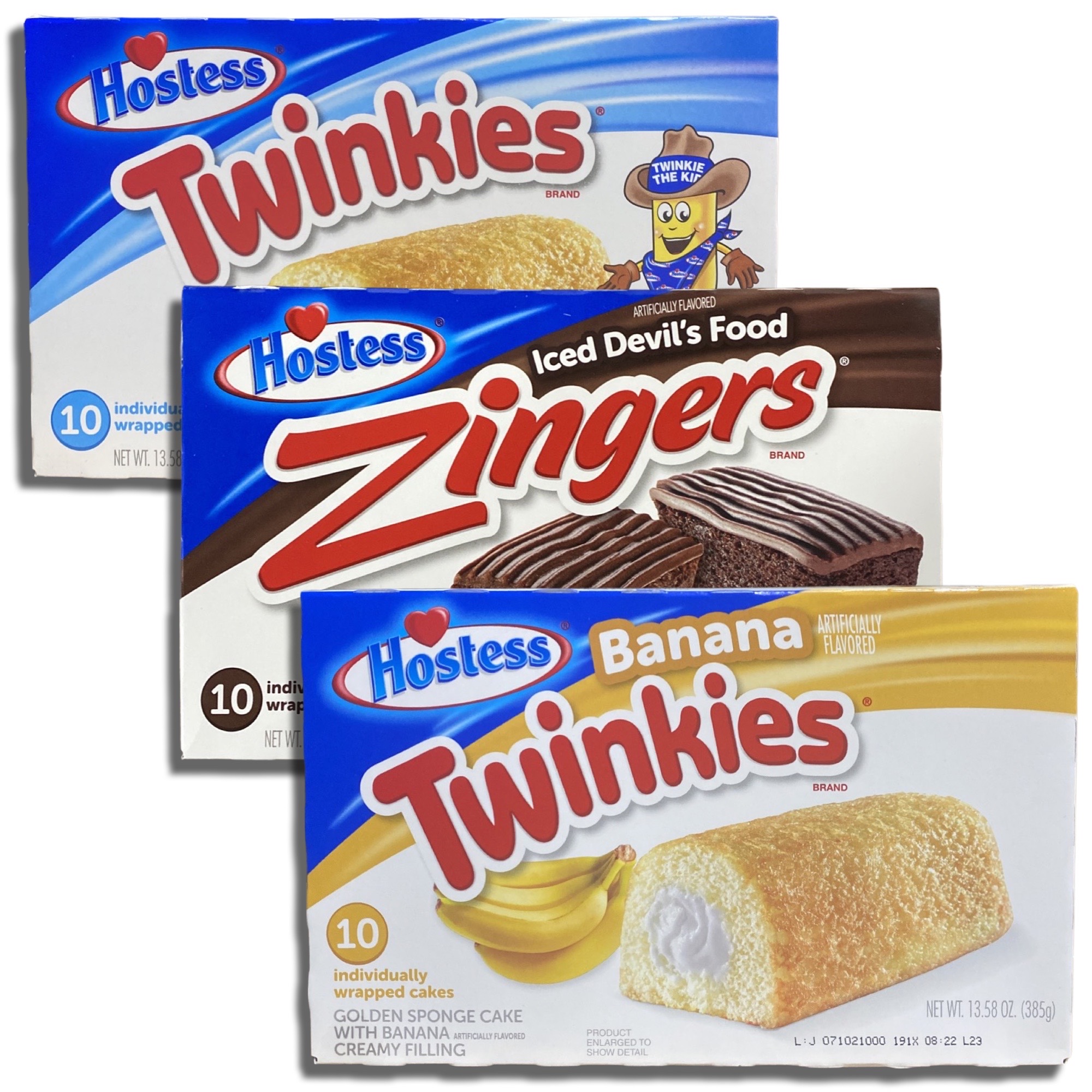 Hostess Twinkie Variety Pack with Zingers | Three Flavors: Original, Chocolate Zingers, Banana | 3 10-Packs (30 Total)