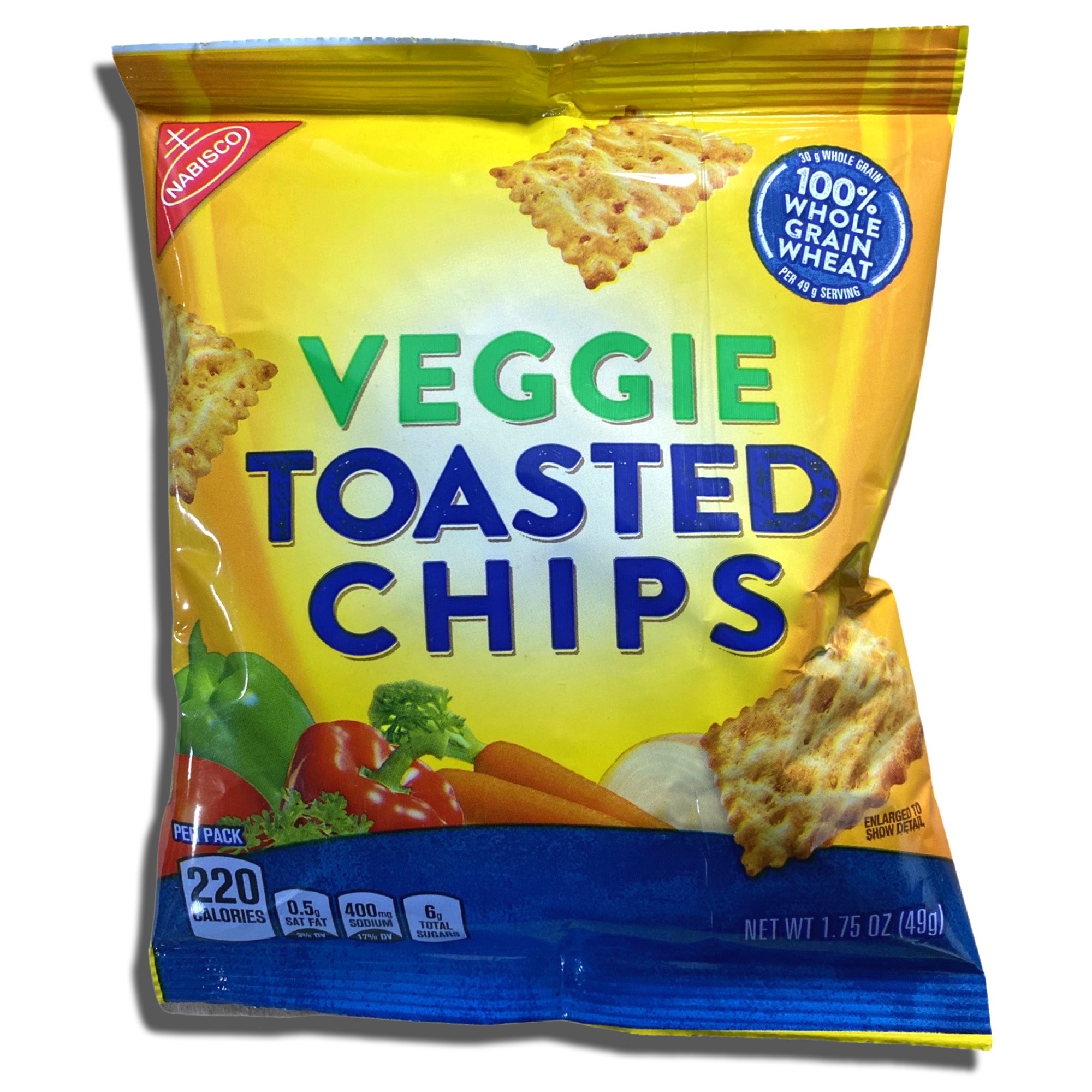 Whole Grain Veggie Wheat Thin Toasted Chips, School Snacks, 30 Pack