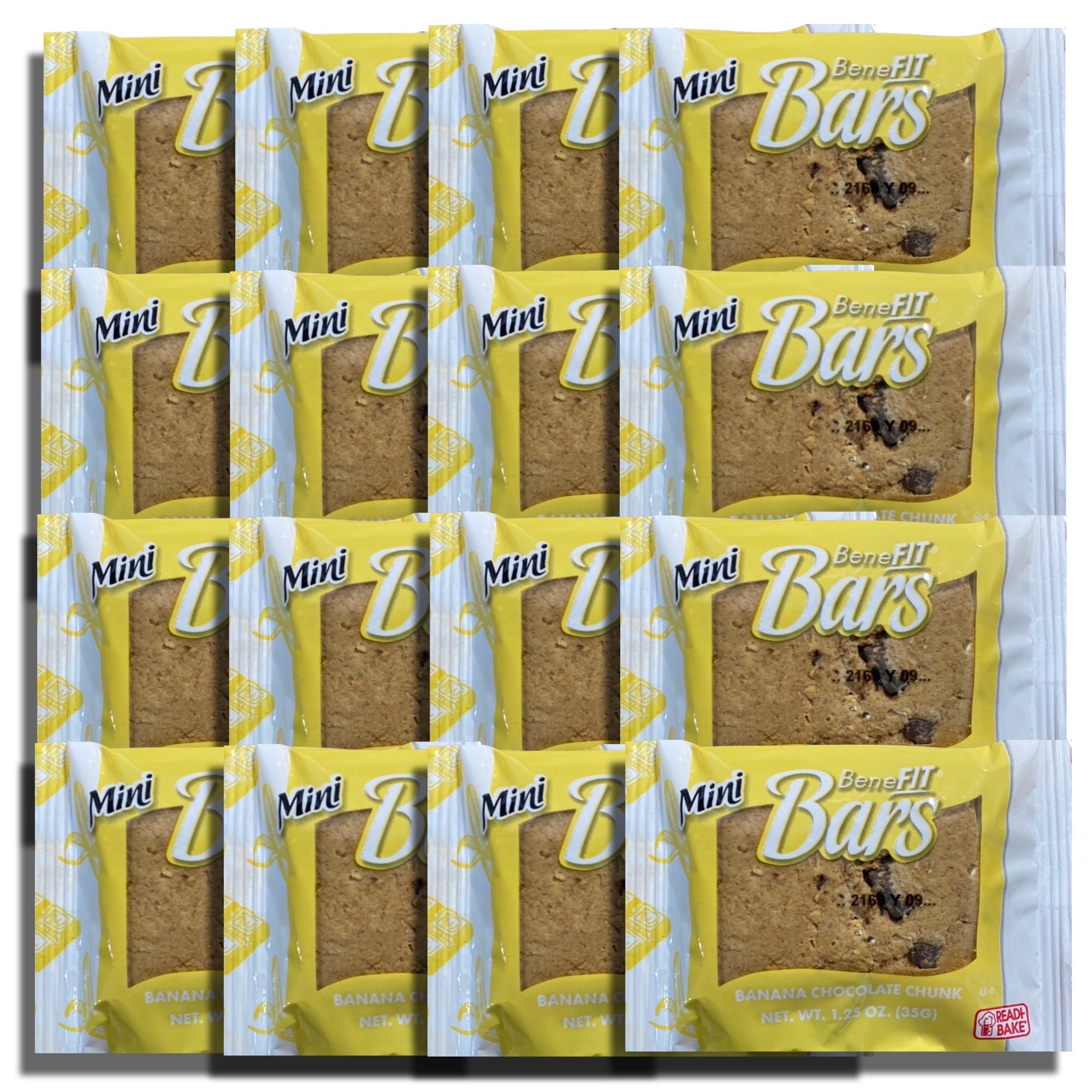Mini Benefit Bars by Readi-Bake   1.25 Ounce | Value Pack of 16 (Banana Chocolate Chunk)