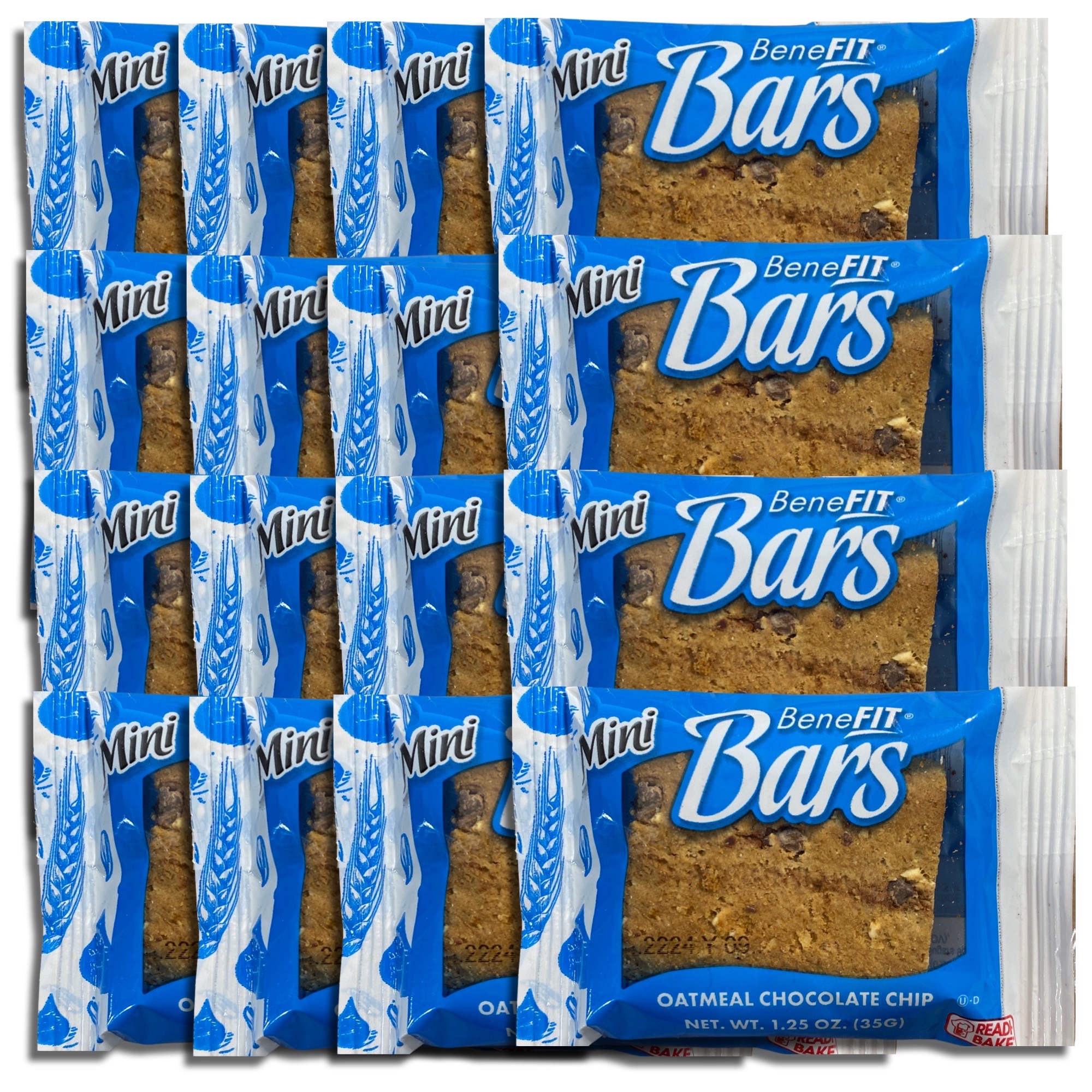 Oatmeal Chocolate Chip Mini Benefit Bars by Readi-Bake   1.25 Ounce | Value Pack of 16